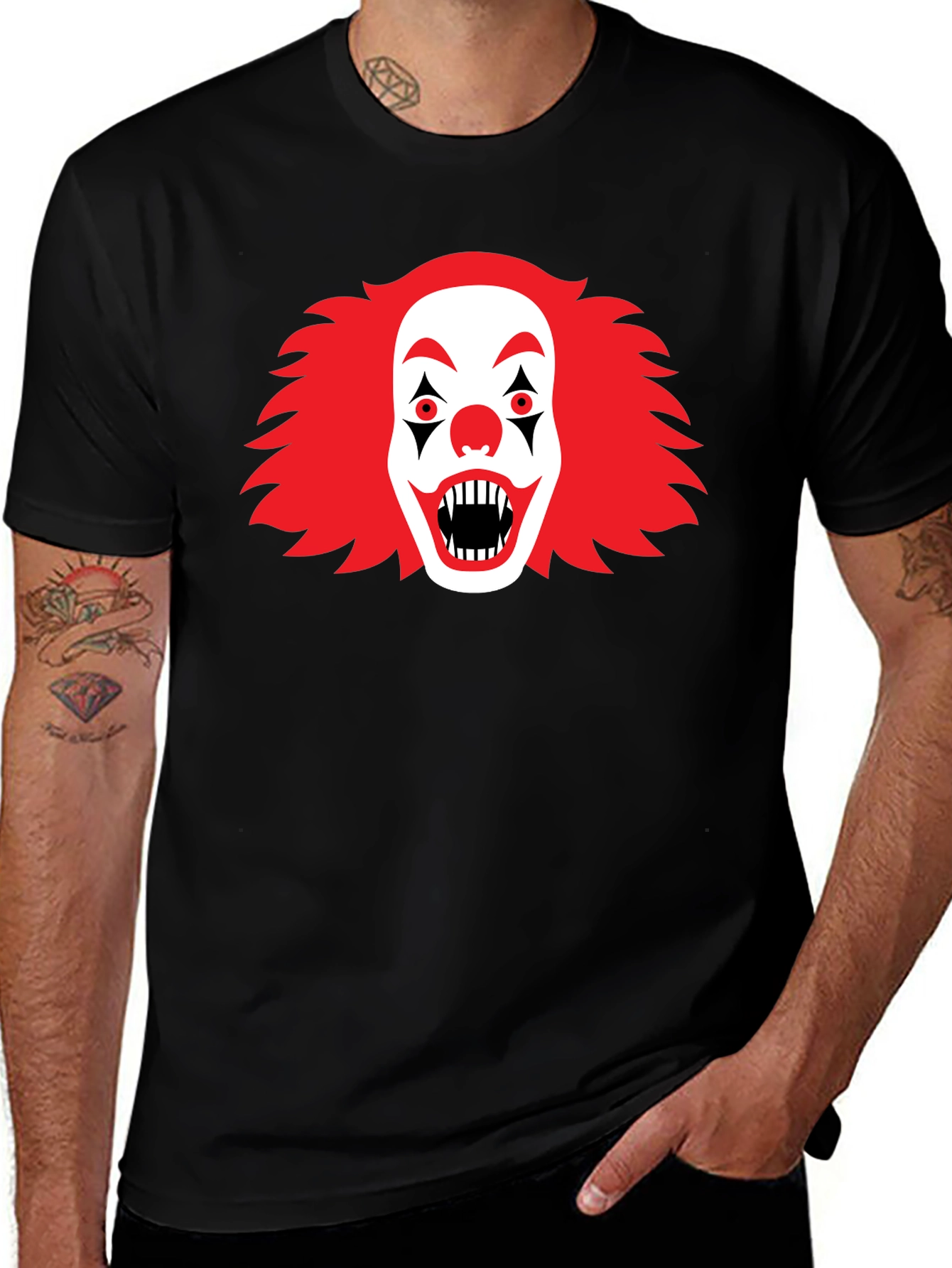 Variant 27 of Scary Clown Graphic Tee - Black Halloween T-Shirt
