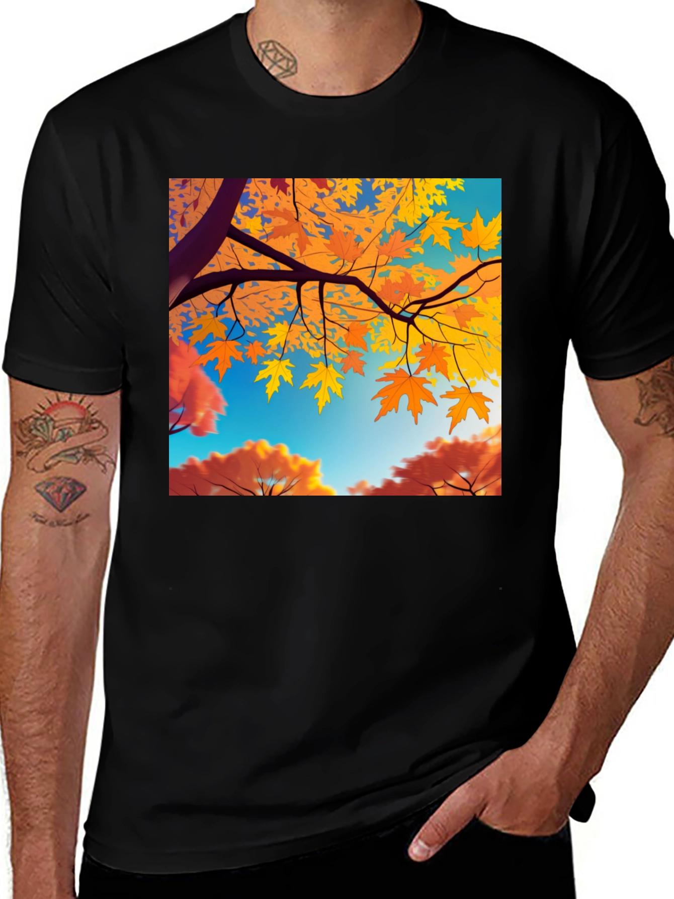 Autumn Leaves Graphic Tee - Stylish Nature Inspired Design