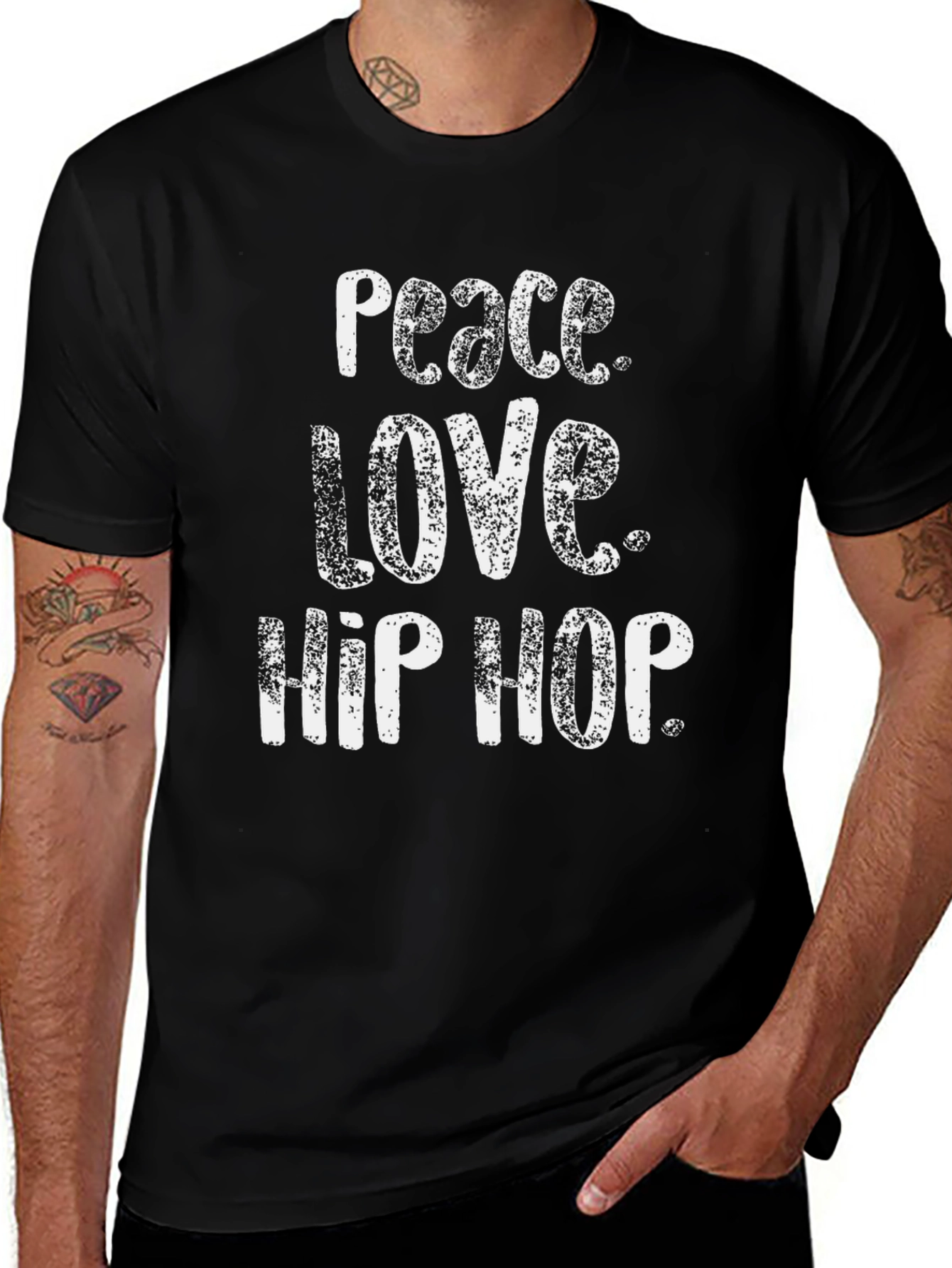 Variant 16 of Peace Love Hip Hop Black Graphic T-Shirt