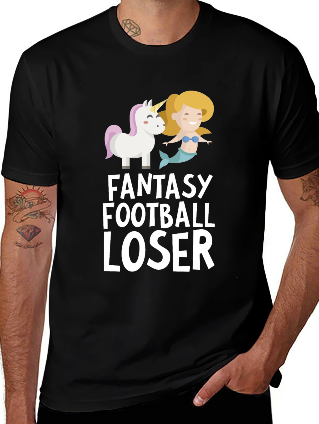 Variant 15 of Fantasy Football Loser T-Shirt with Unicorn & Mermaid Graphic