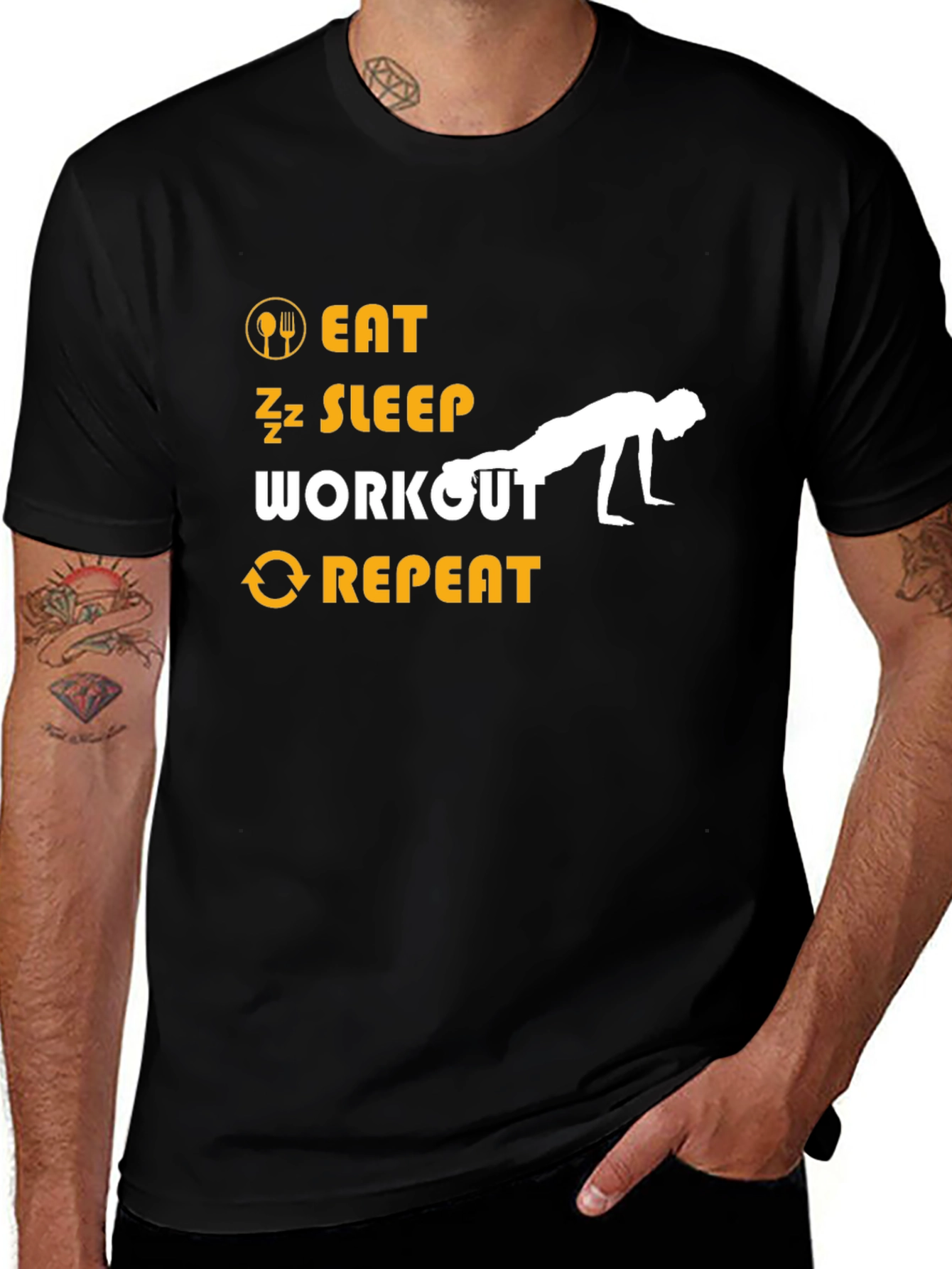 Variant 5 of Eat Sleep Workout Repeat Fitness T-Shirt