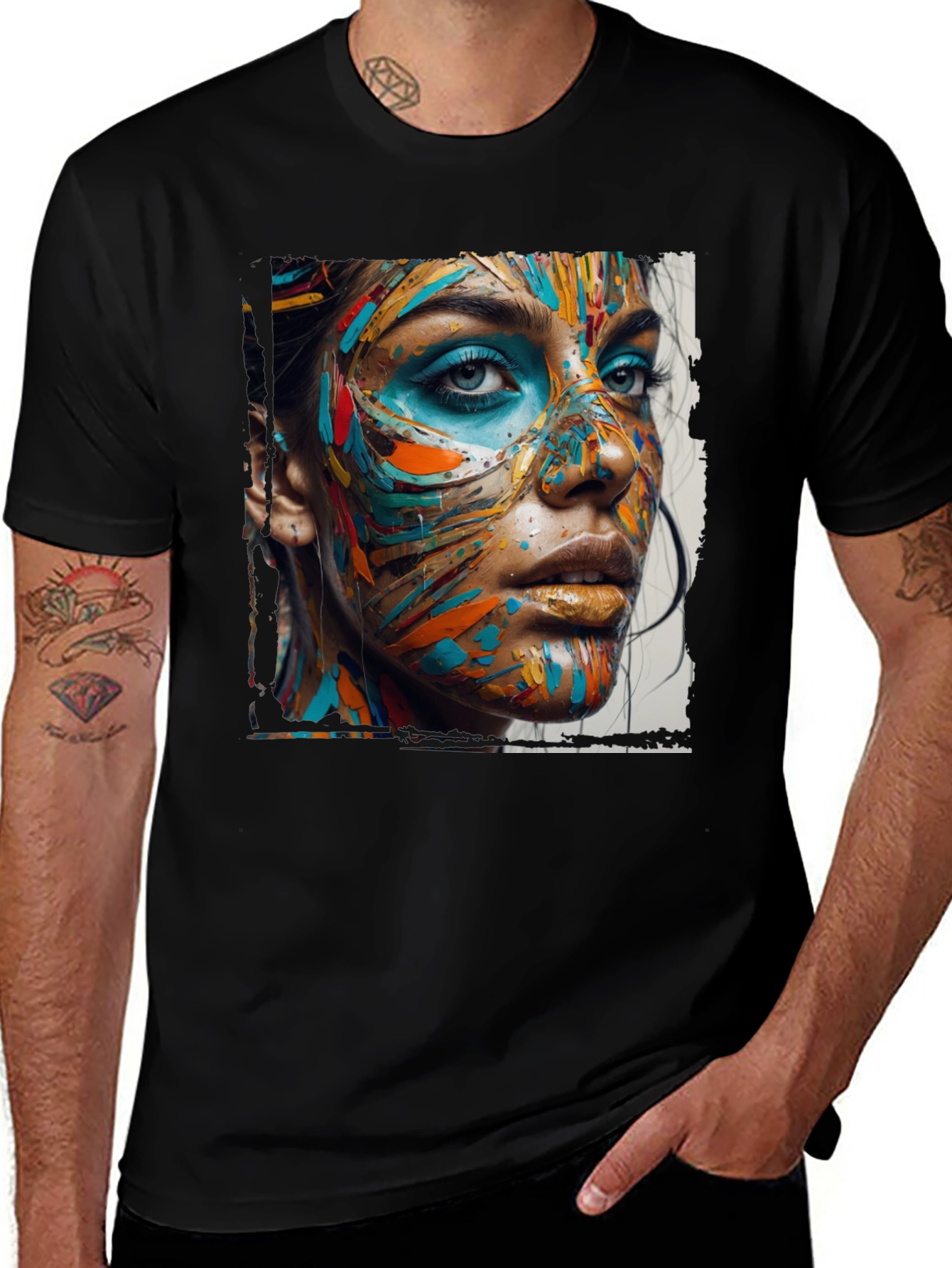 Variant 9 of Abstract Face Art Black T-Shirt