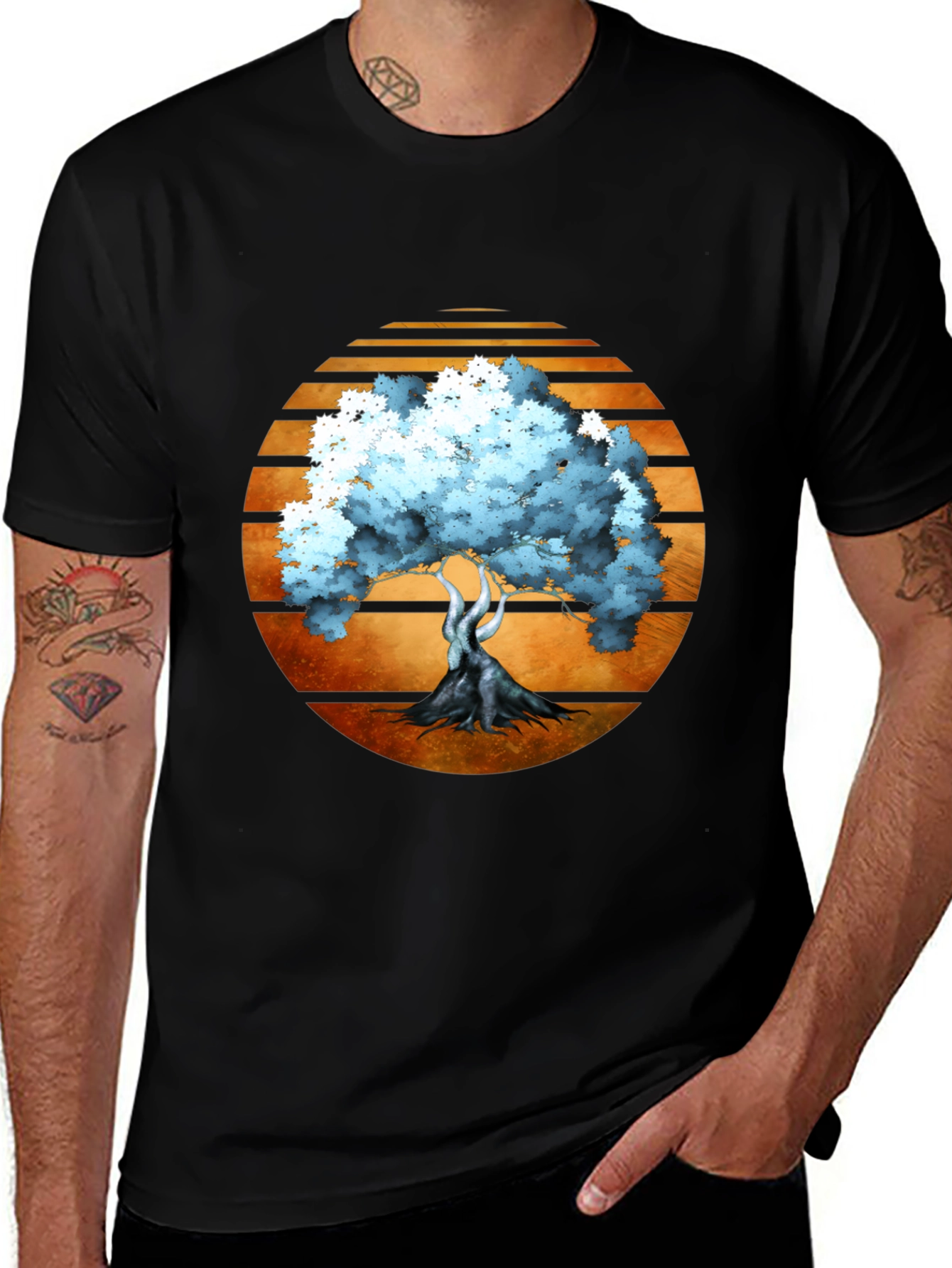 Variant 27 of Sunset Tree Graphic Tee - Black