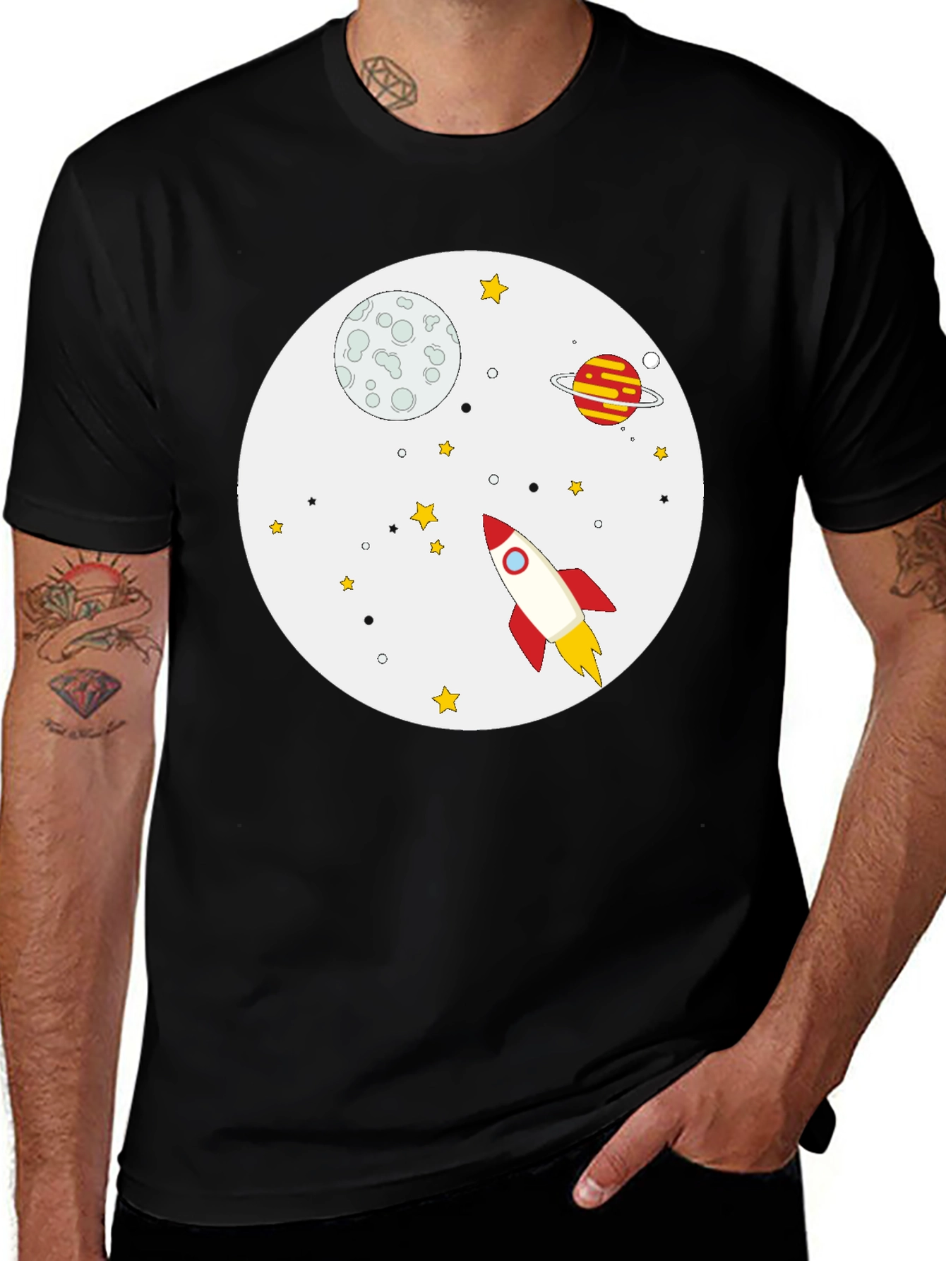 Variant 18 of Space Adventure Black Cotton T-Shirt