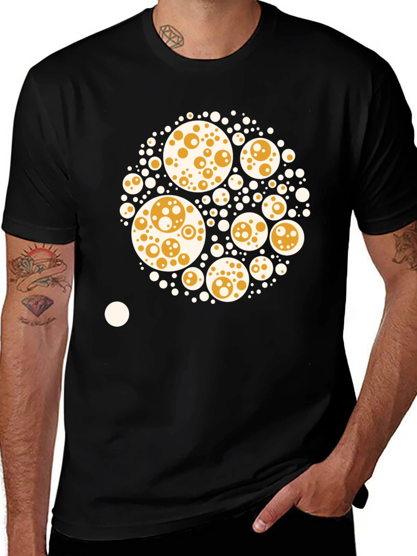 Variant 12 of Abstract Circle Print Black Cotton Tee