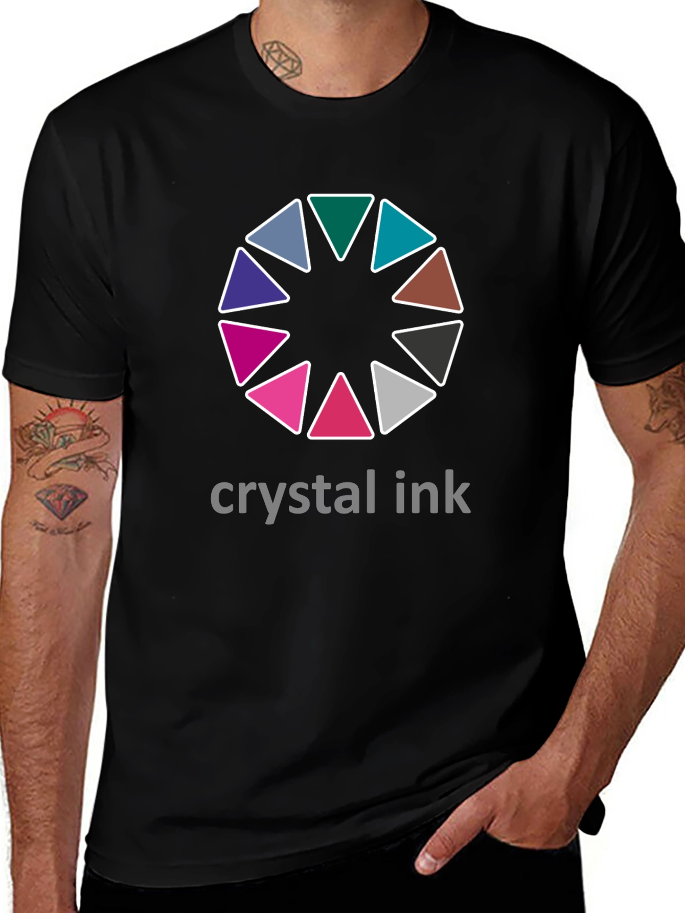 Crystal Ink Graphic Tee - Stylish Men's Black T-Shirt