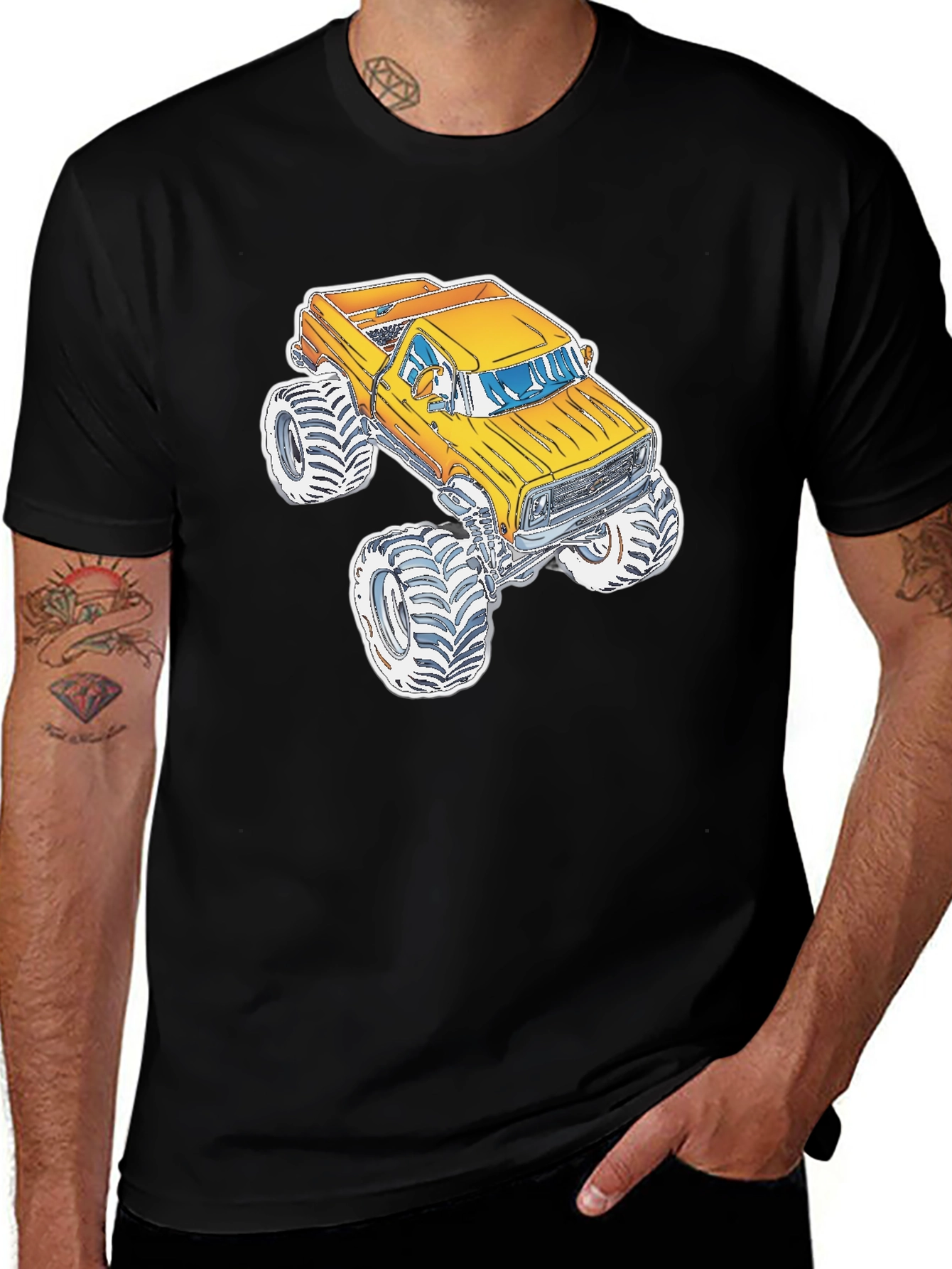 Variant 25 of Monster Truck Graphic Tee - Black Cotton Blend