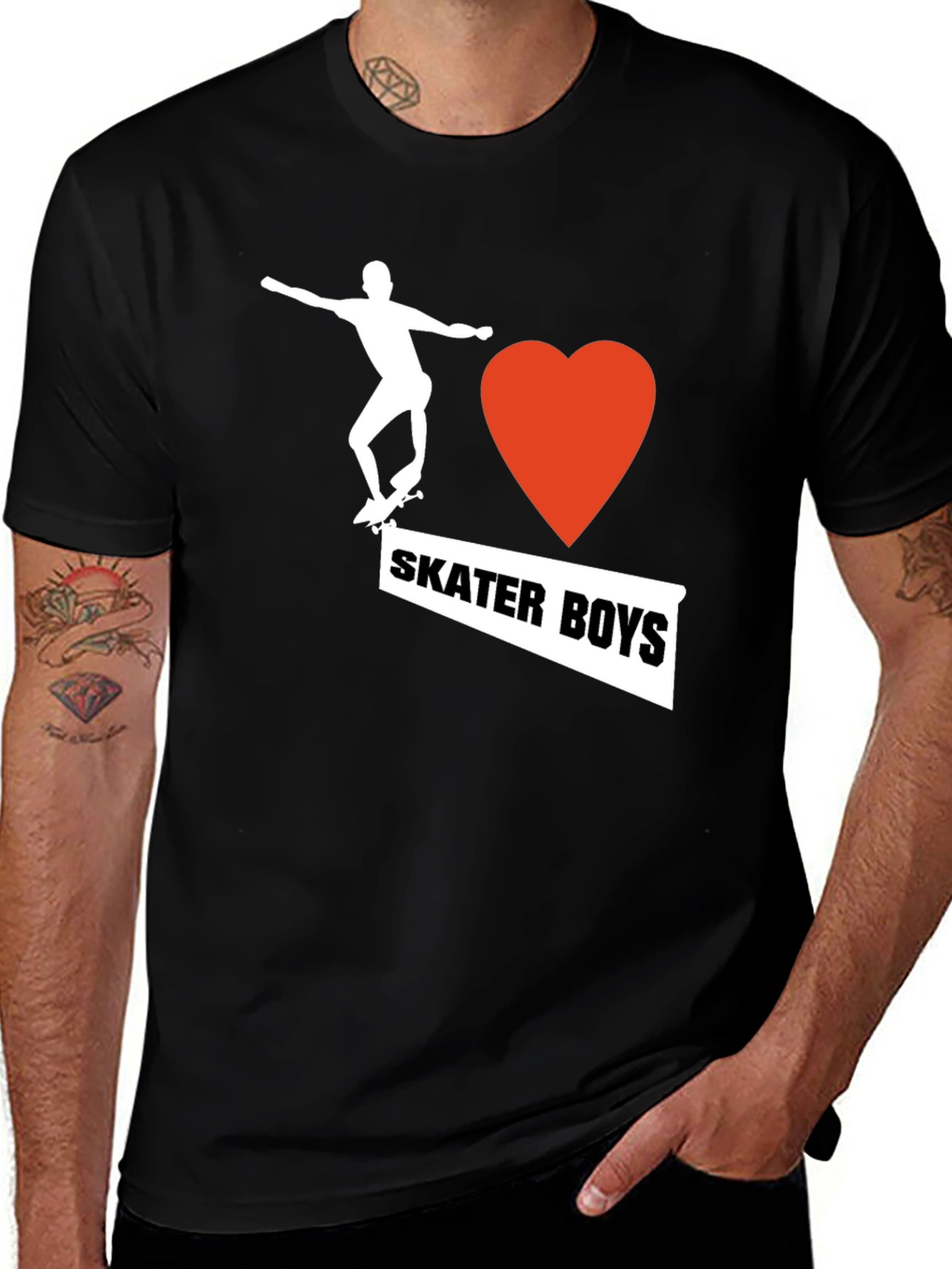 Variant 11 of I Heart Skater Boys Graphic Tee - Black Casual T-Shirt