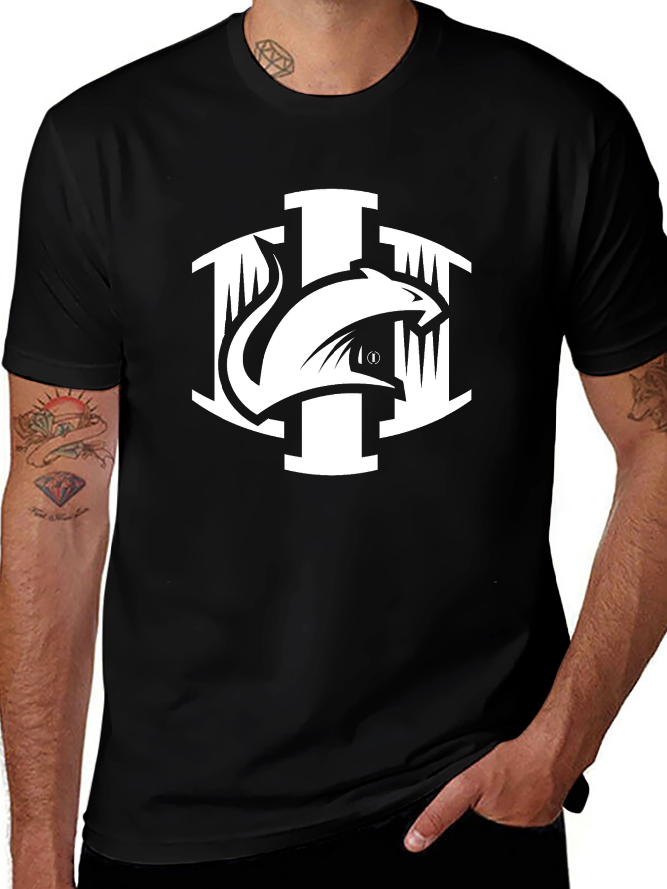 Variant 11 of Black T-Shirt with Graphic Animal Logo