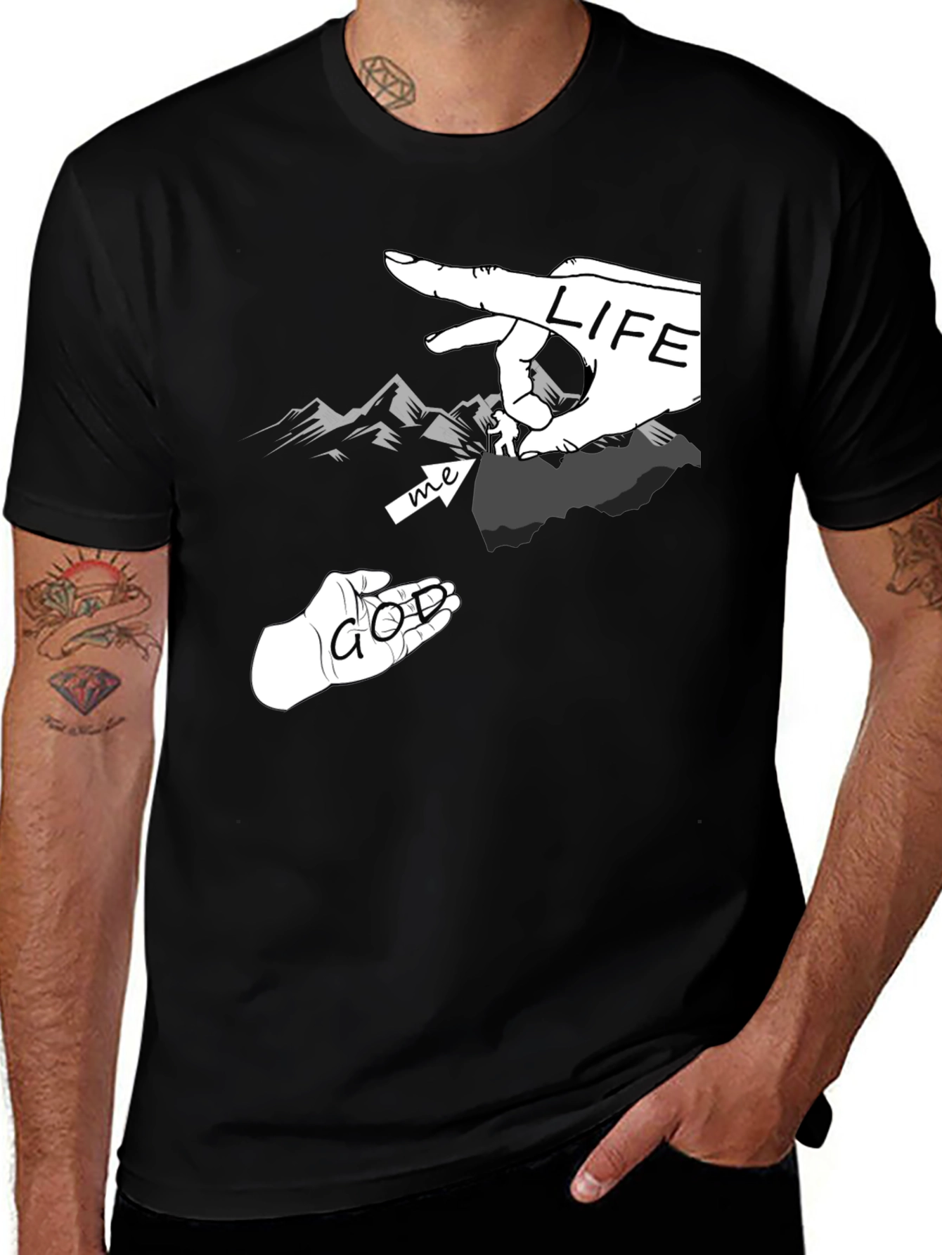 God and Life Graphic T-Shirt - Unisex Black Tee