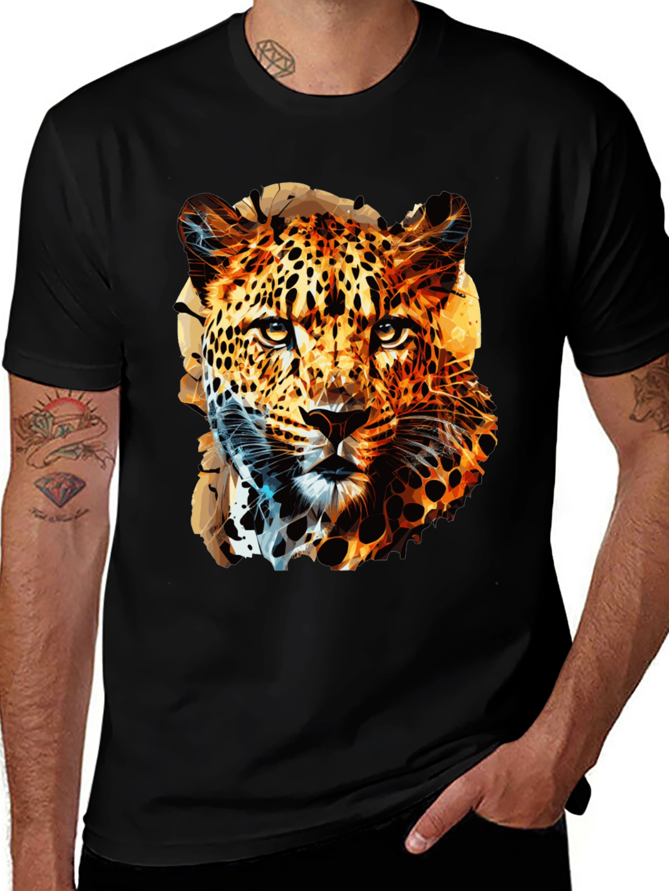 Variant 12 of Stylish Leopard Print Black T-Shirt