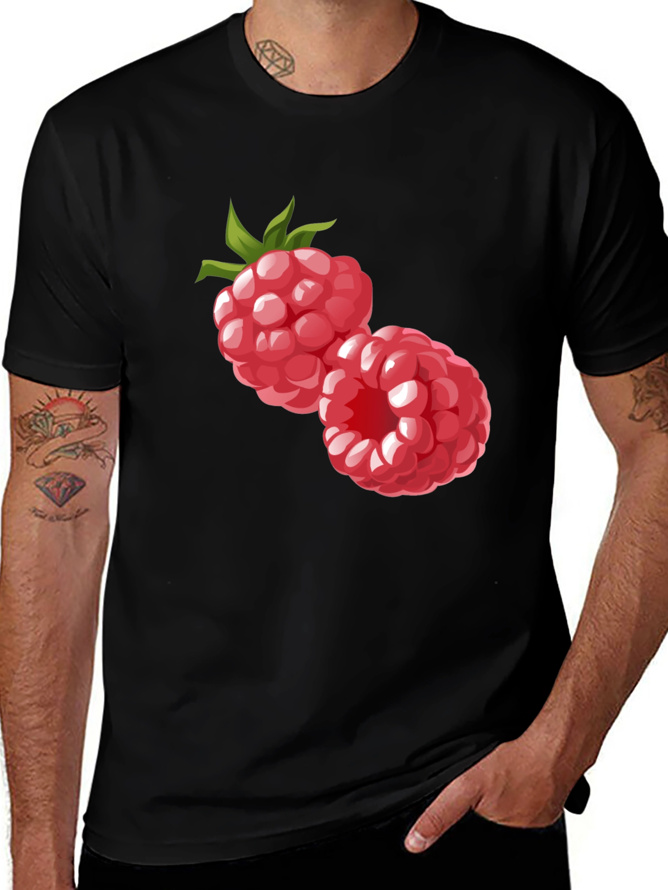 Variant 13 of Raspberry Graphic Black T-Shirt