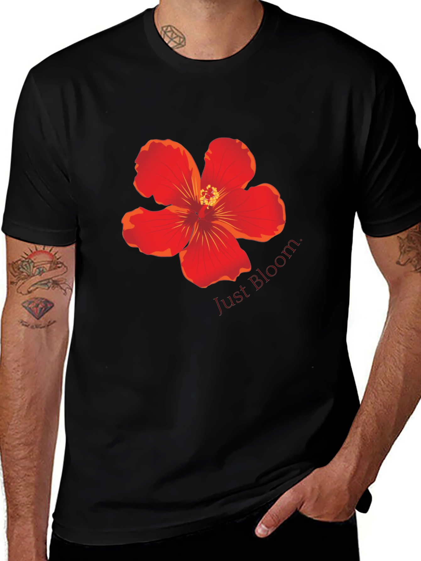 Black Floral Print Black T-Shirt main image