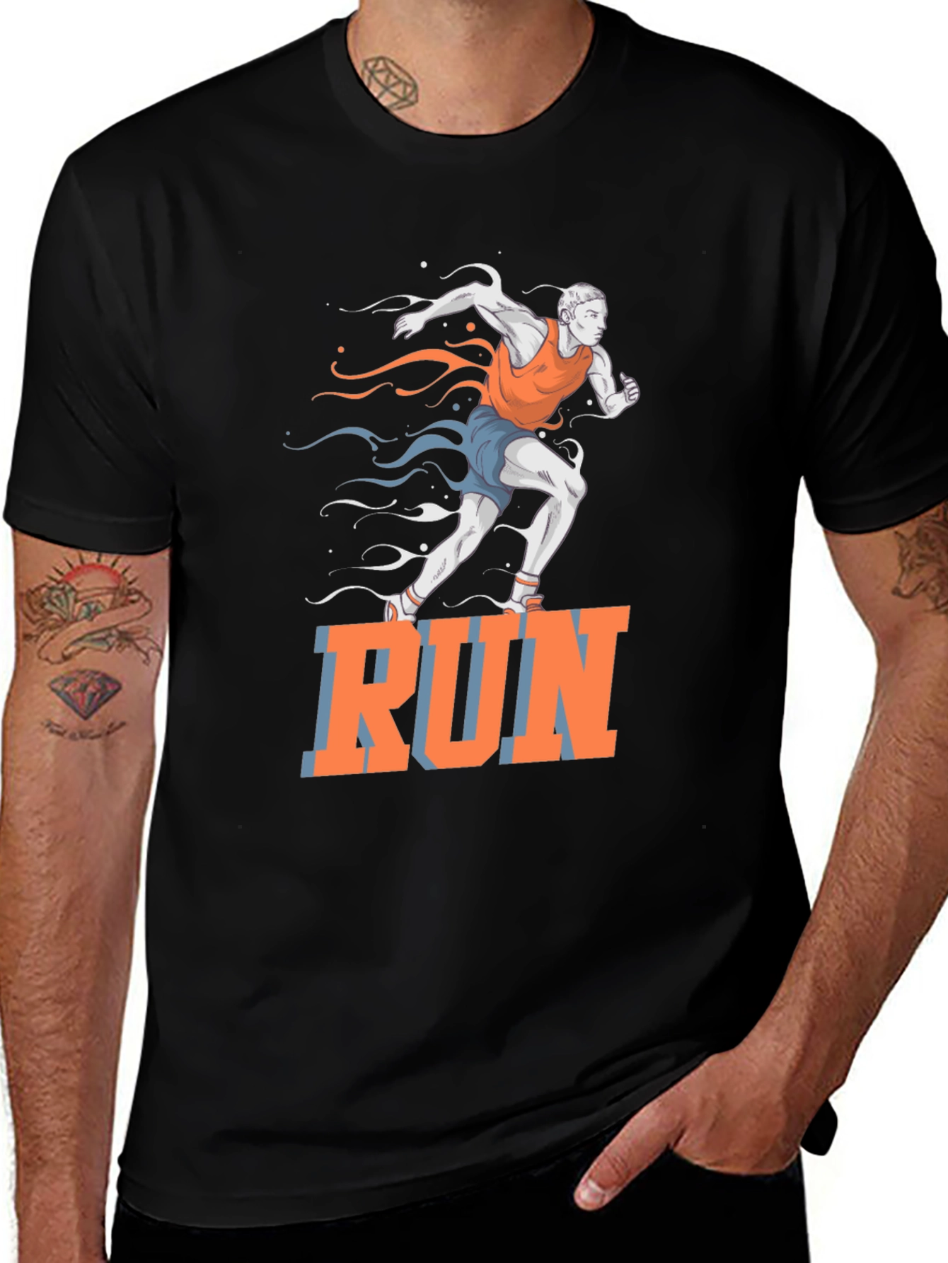 Variant 20 of Men's Run Graphic T-Shirt - Black