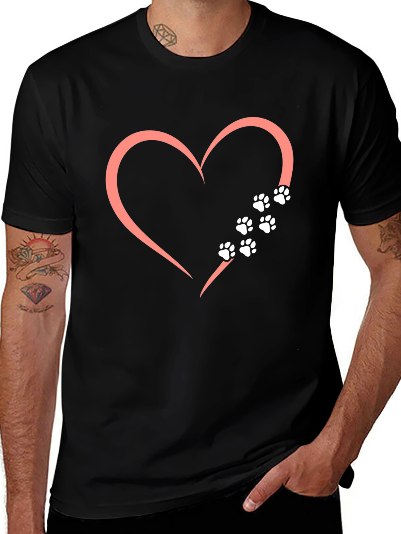 Variant 25 of Heart Paw Print Graphic T-Shirt - Black