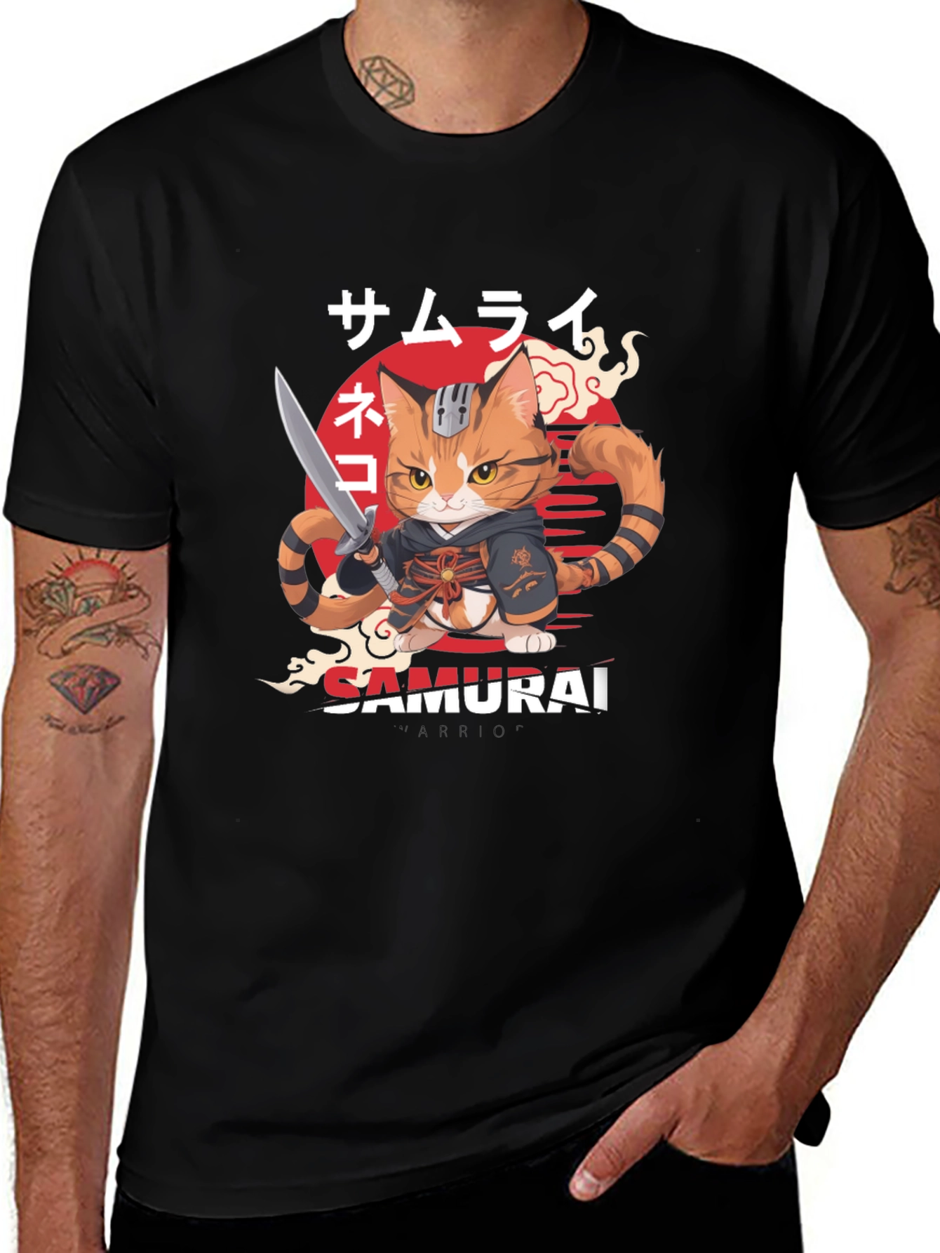 Variant 10 of Samurai Cat Warrior Graphic T-Shirt