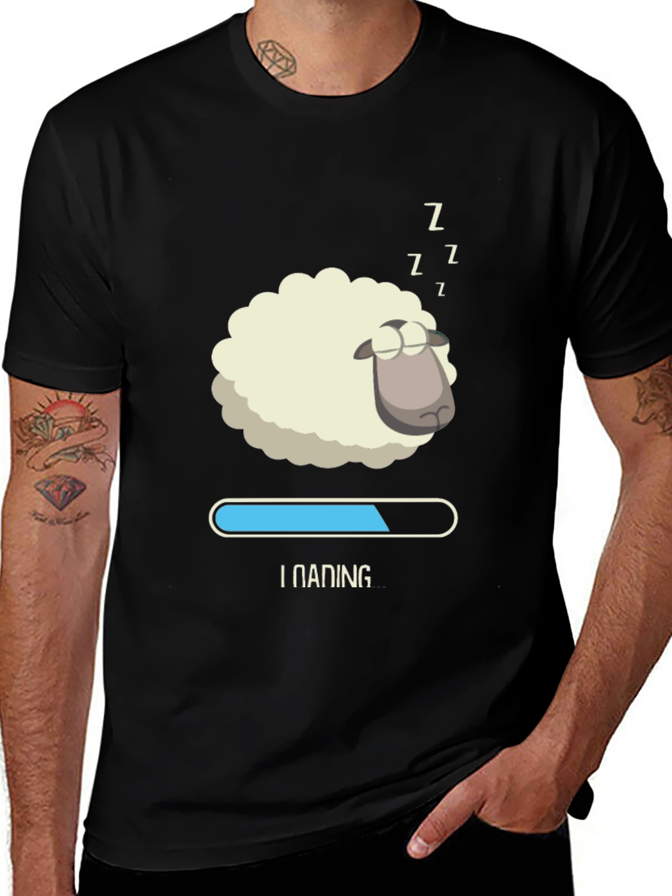 Variant 28 of Sleeping Sheep Loading T-Shirt - Funny Graphic Tee