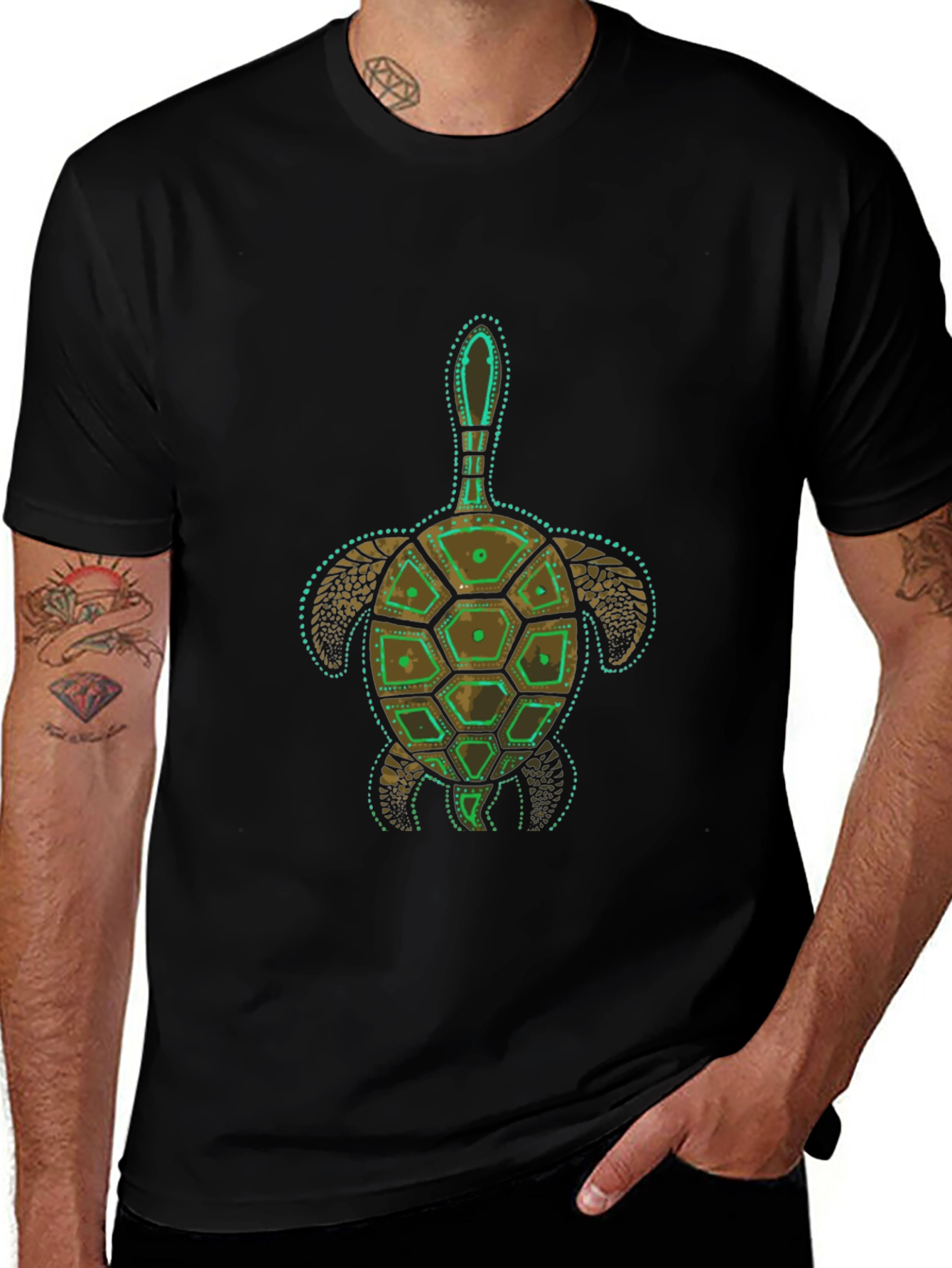 Variant 21 of Turtle Graphic Print Black Tee