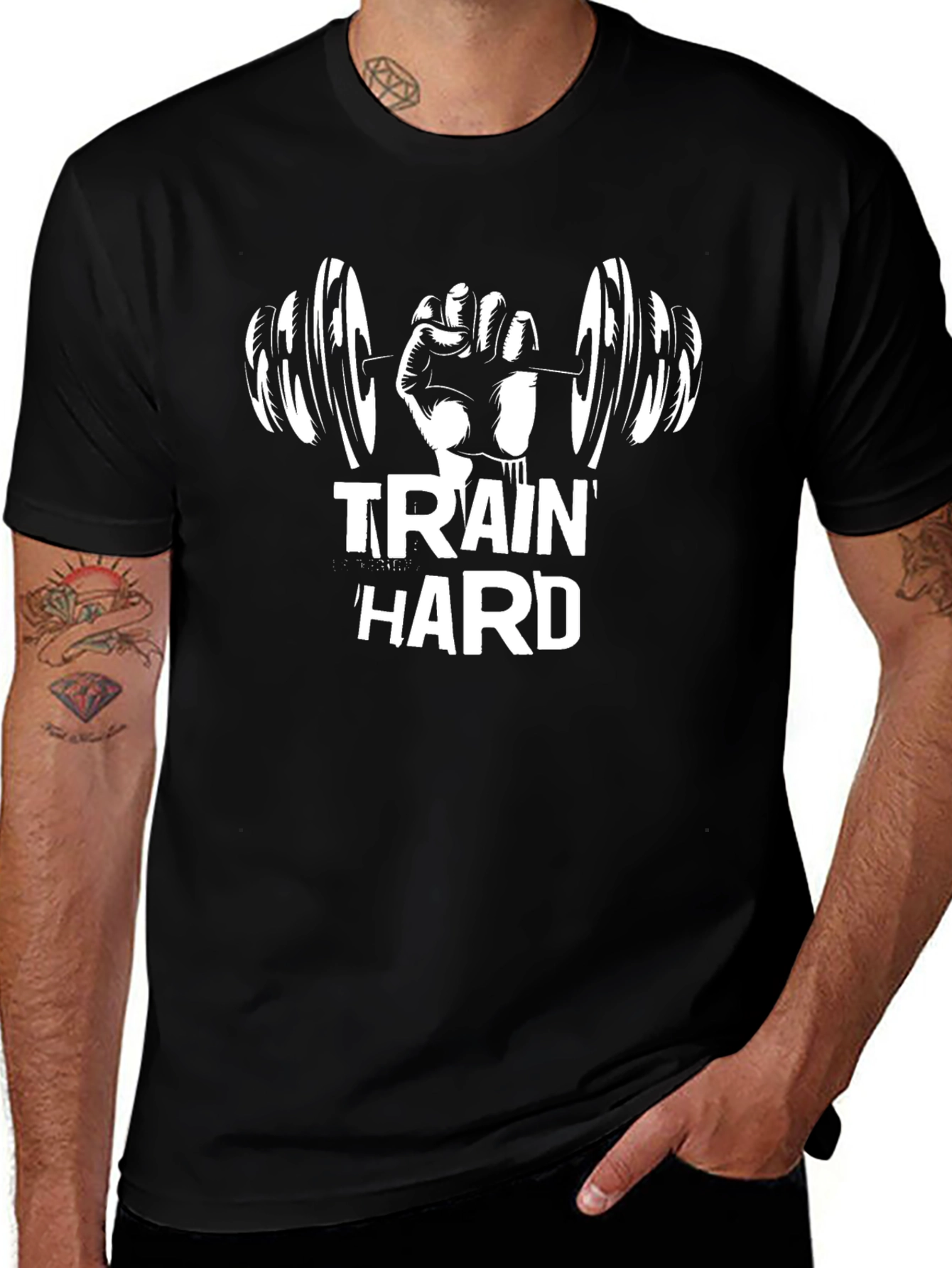 Variant 8 of Train Hard Barbell Graphic T-Shirt