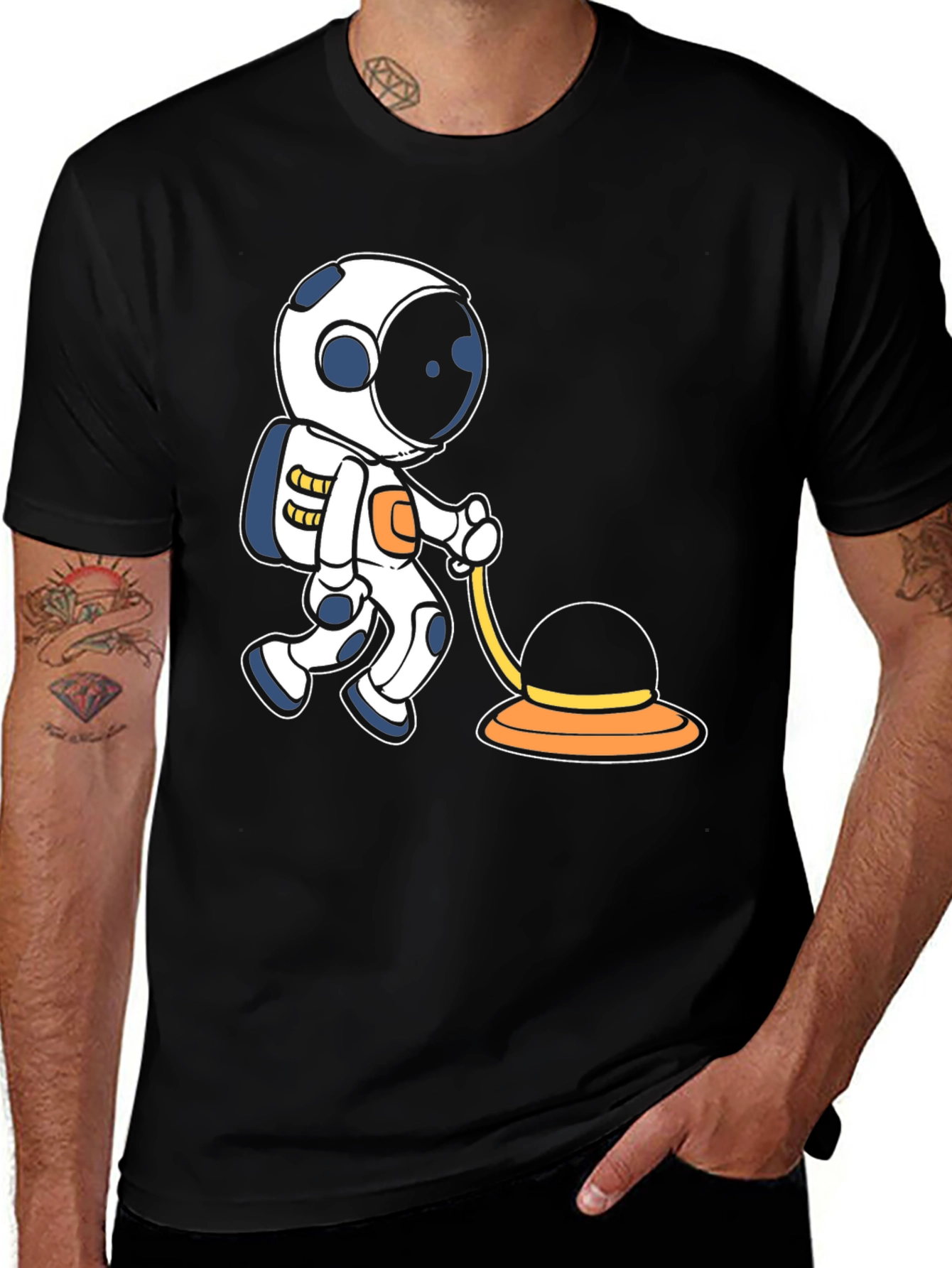 Variant 3 of Astronaut Vacuuming Space T-Shirt