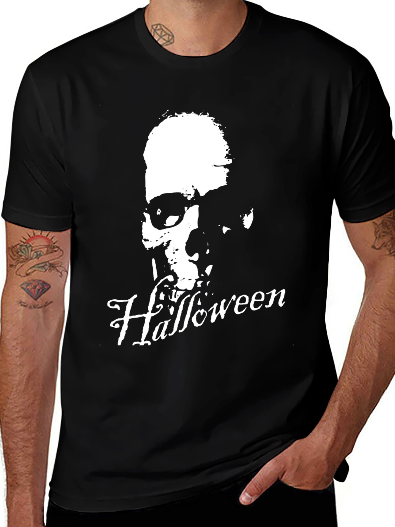 Halloween Horror T-Shirt - White Skull Graphic Tee