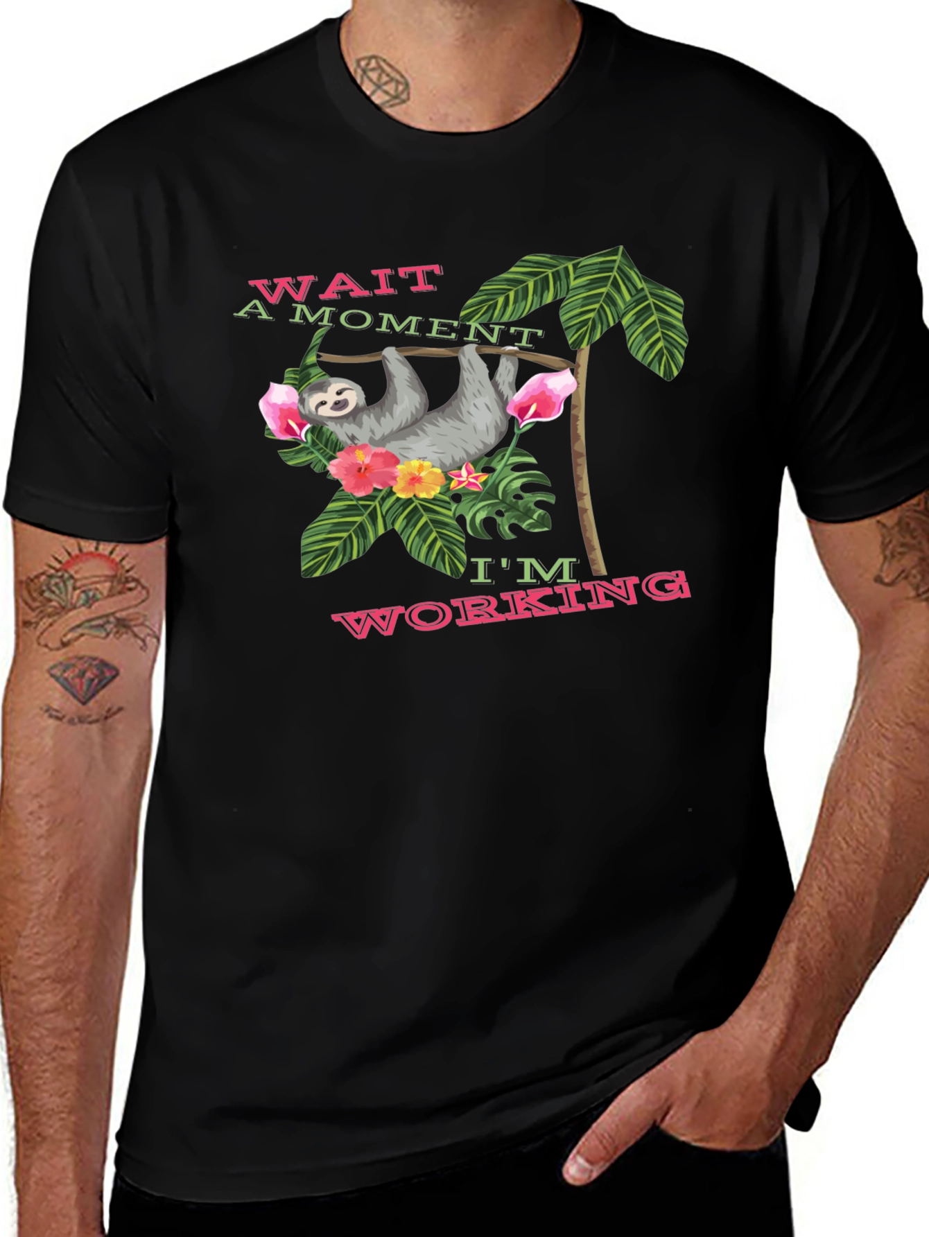 Variant 23 of Sloth Working T-Shirt - Funny Tropical Design