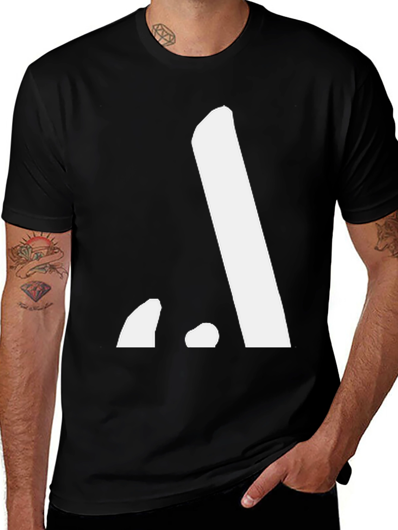 Variant 23 of Modern Minimalist Black T-Shirt with White Graphic