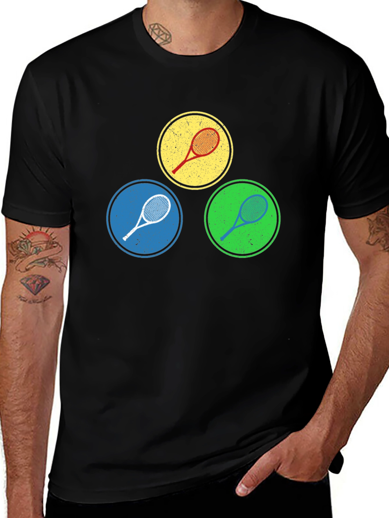 Variant 16 of Tennis Racket Color Circle T-Shirt
