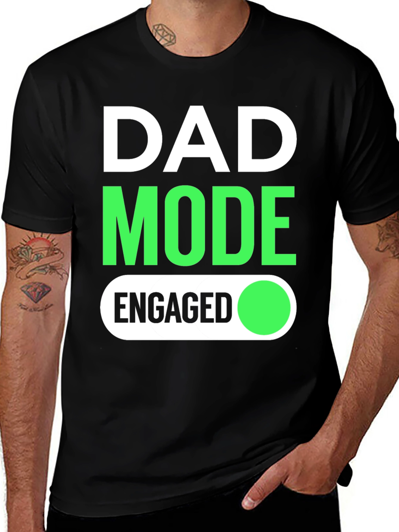 Variant 23 of Dad Mode Engaged Black Graphic Tee