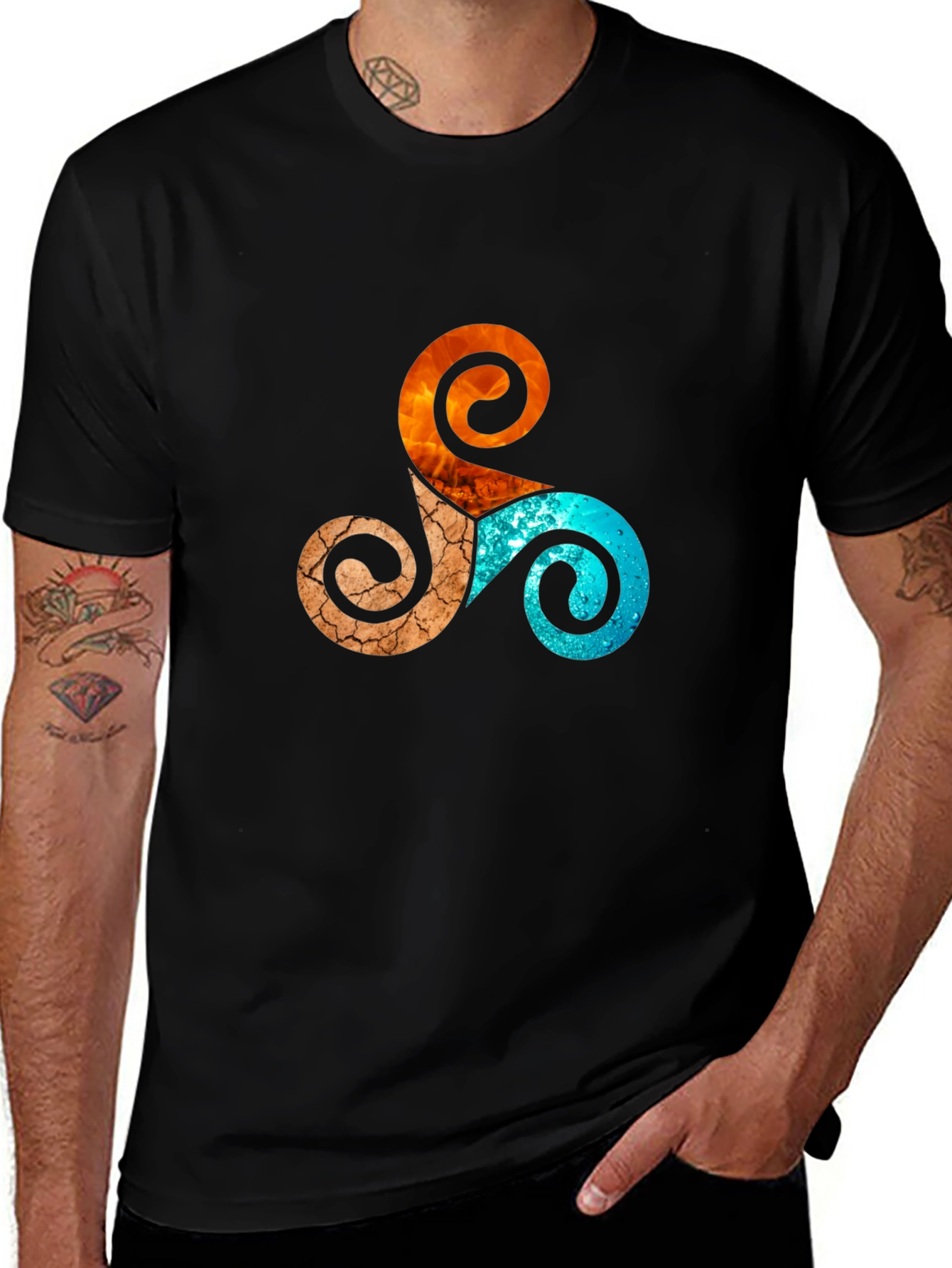 Variant 27 of Elemental Triskelion Graphic Tee - Black