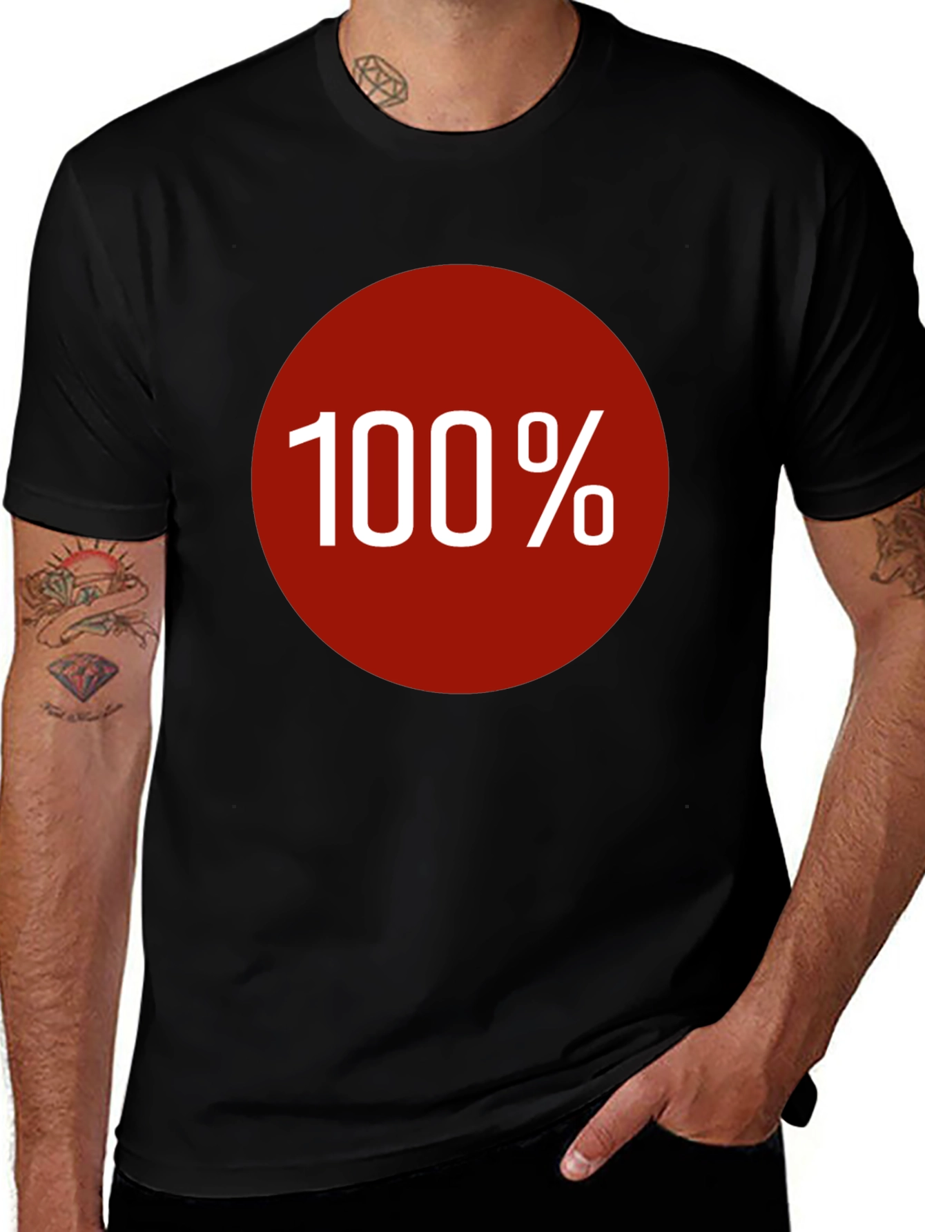 Variant 19 of 100% Graphic Tee - Bold Red Circle Design