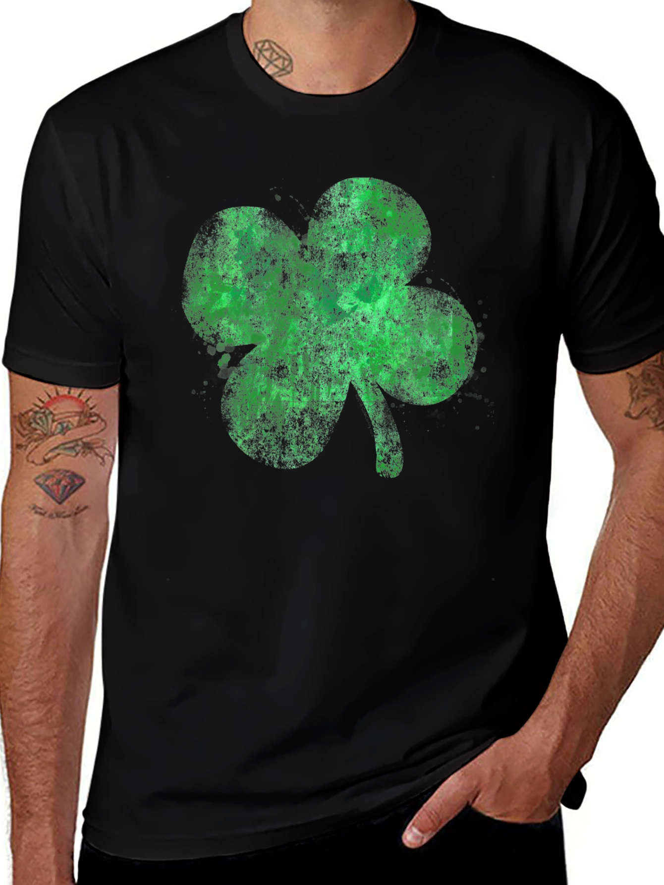 Variant 7 of Shamrock T-Shirt - St. Patrick's Day Black Tee