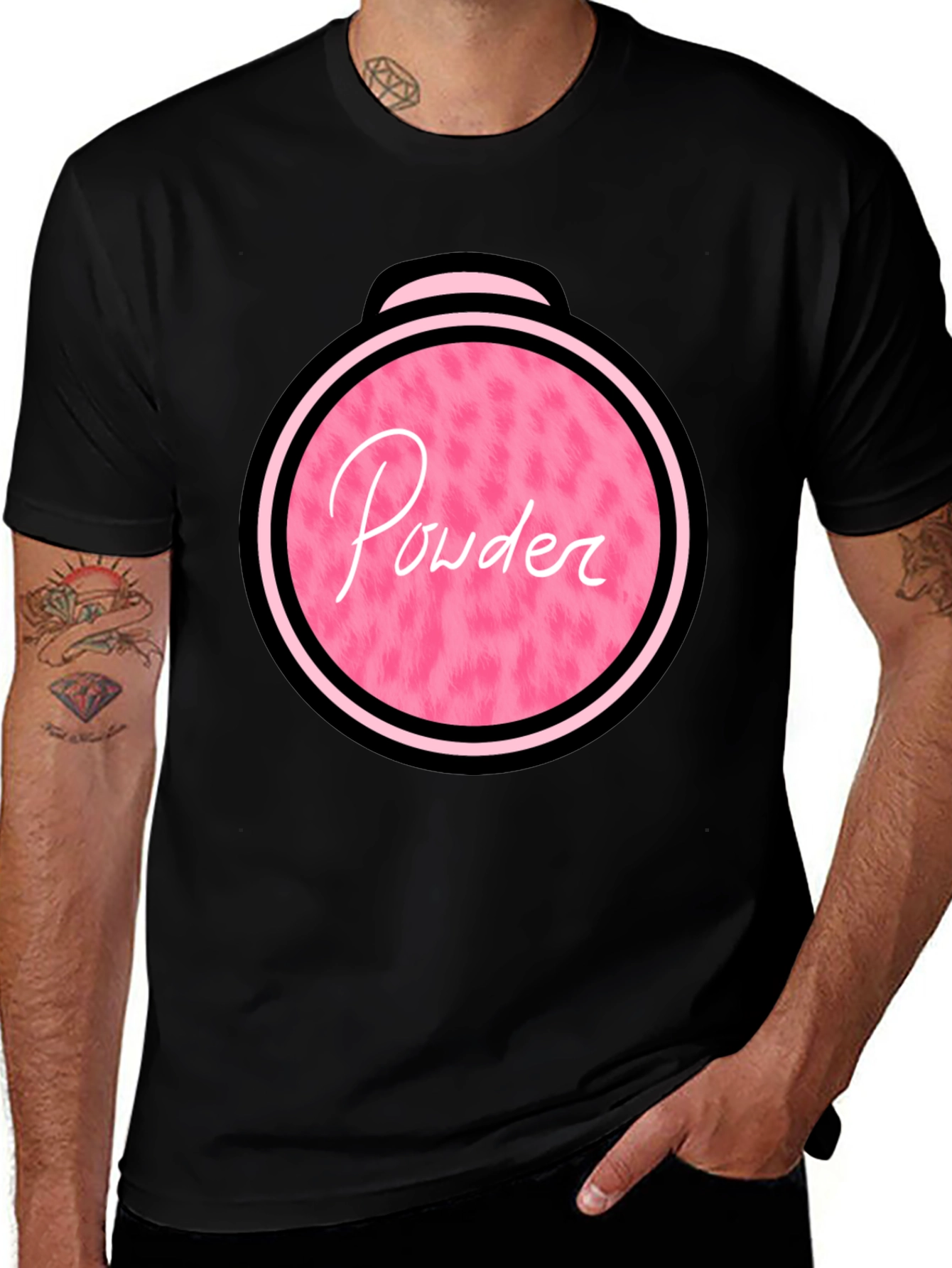 Powder Puff Graphic Tee - Pink & Black