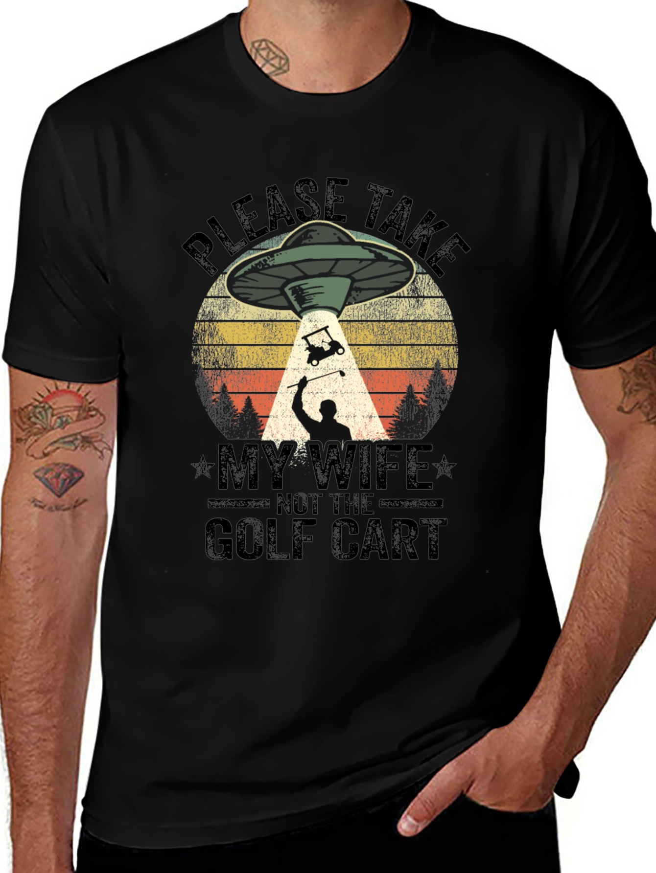 Variant 23 of Funny Alien Abduction Golf T-Shirt