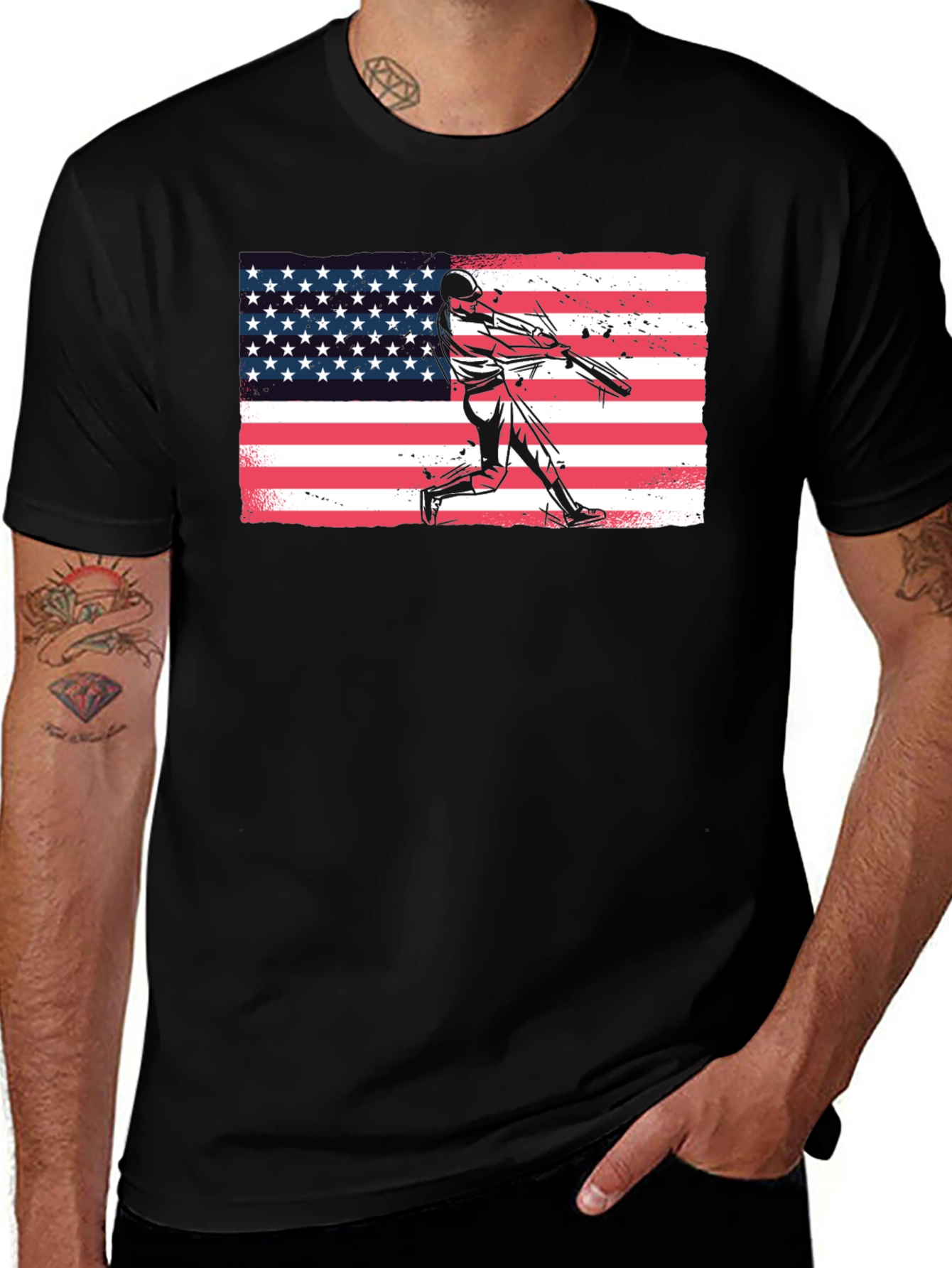 Variant 28 of American Flag Baseball Graphic T-Shirt