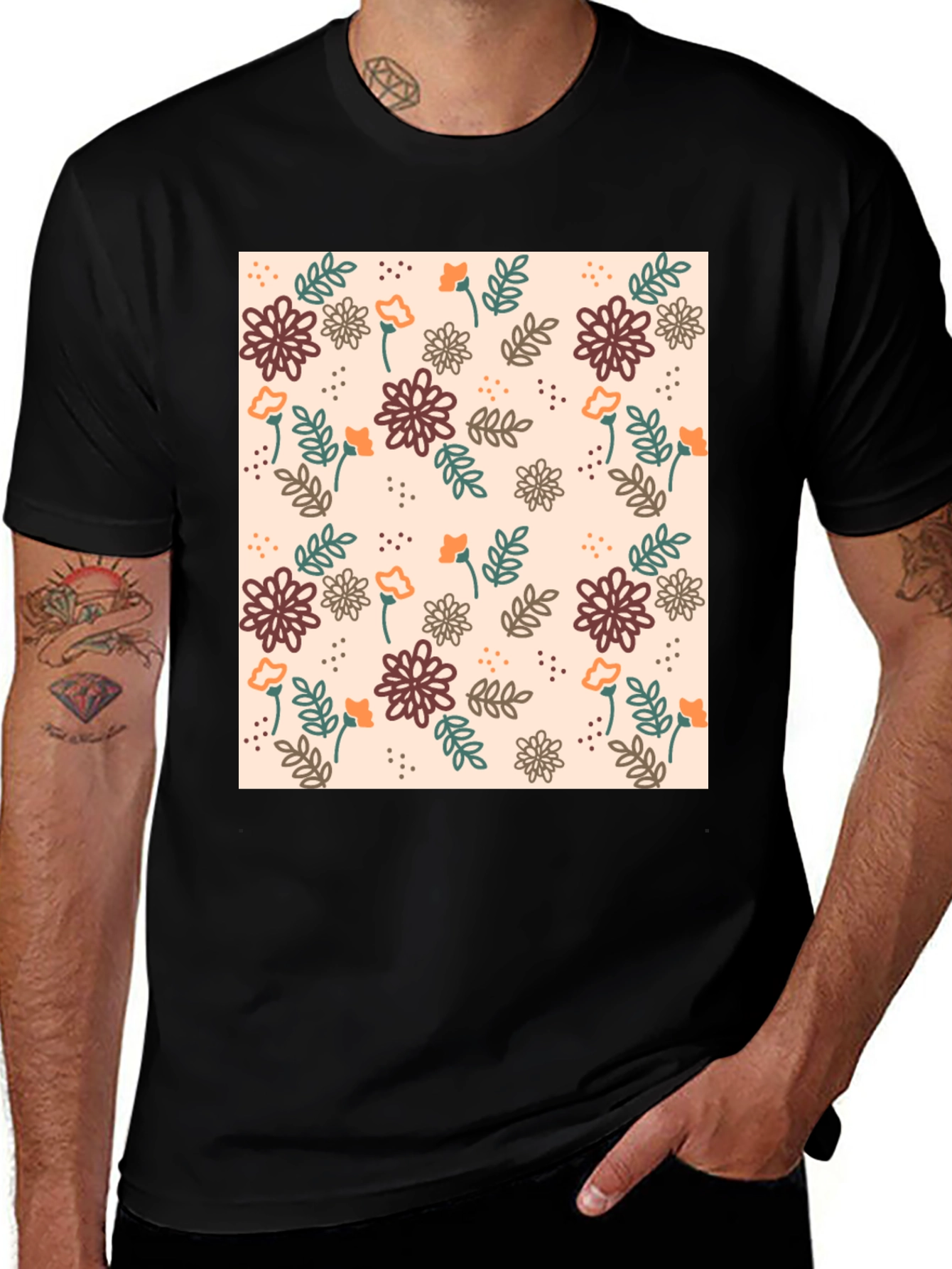 Variant 18 of Floral Patterned Crew Neck T-Shirt