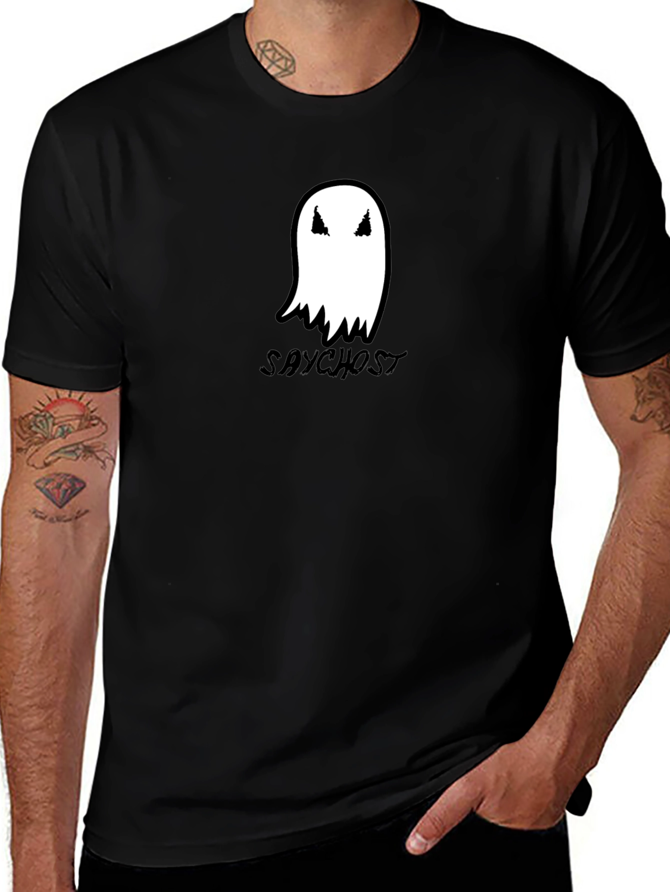 Saychost Ghost Graphic Black T-Shirt