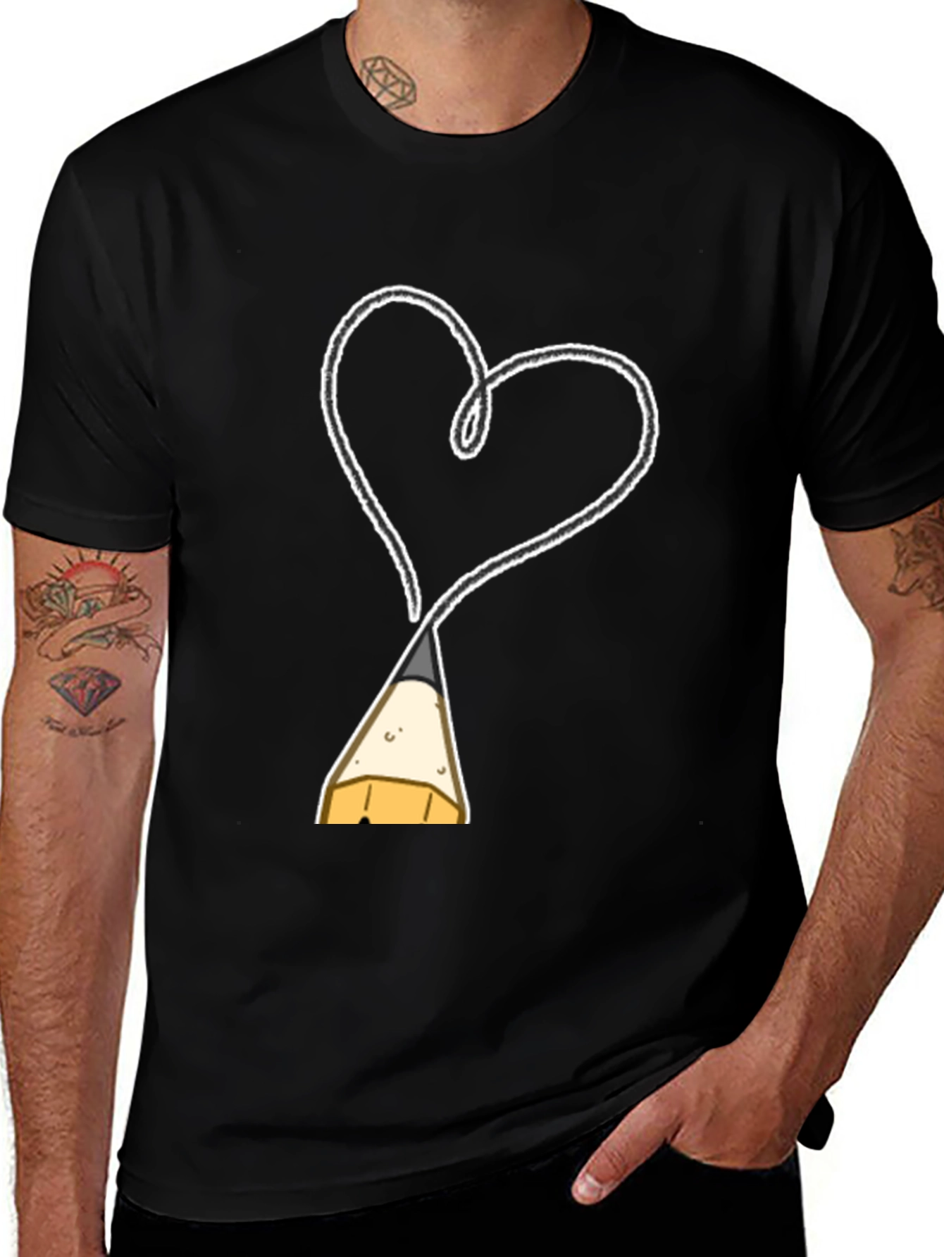 Variant 2 of Heart Drawn By Pencil T-Shirt - Artistic Fashion
