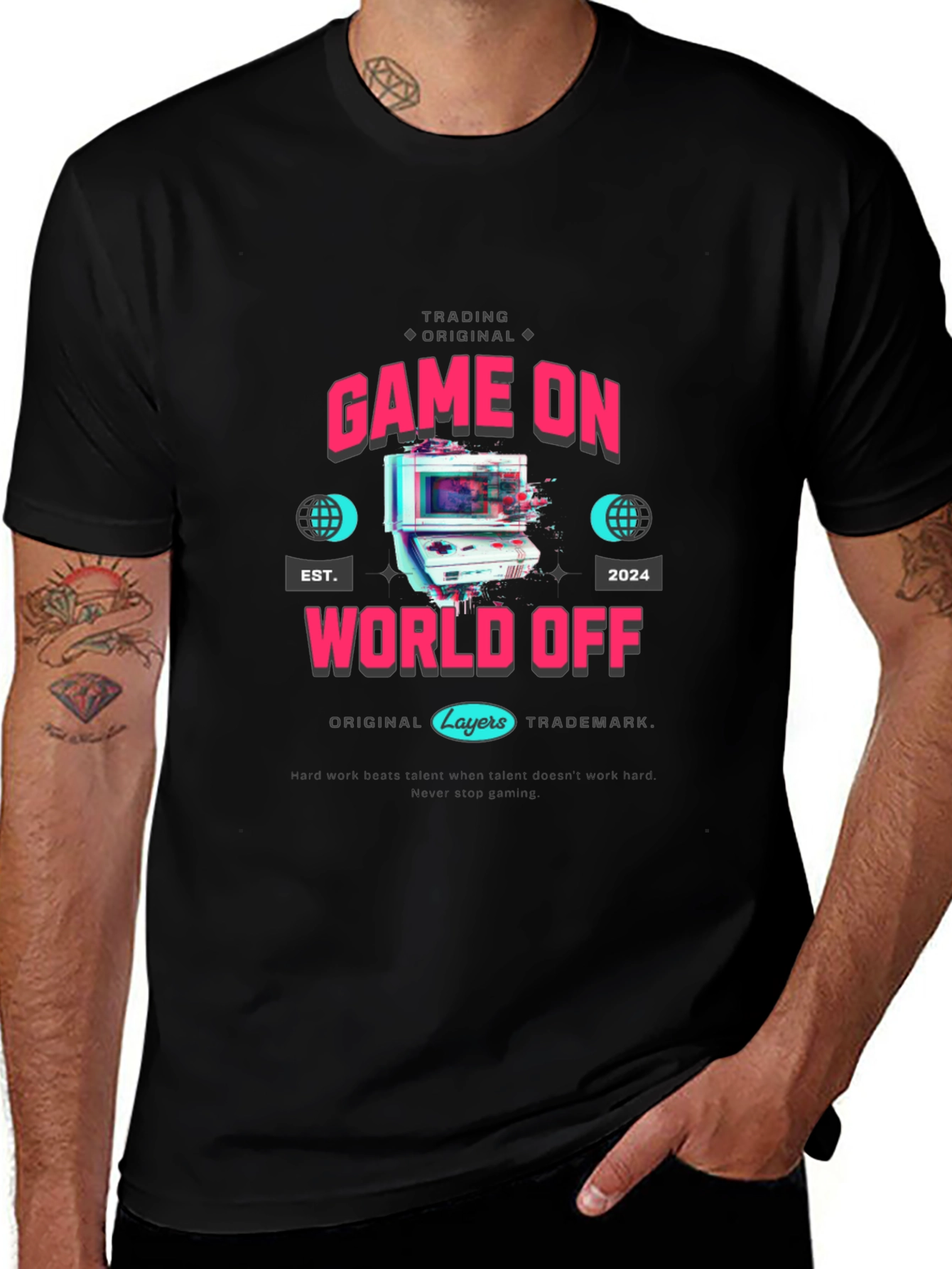 Variant 4 of Game On World Off Graphic T-Shirt