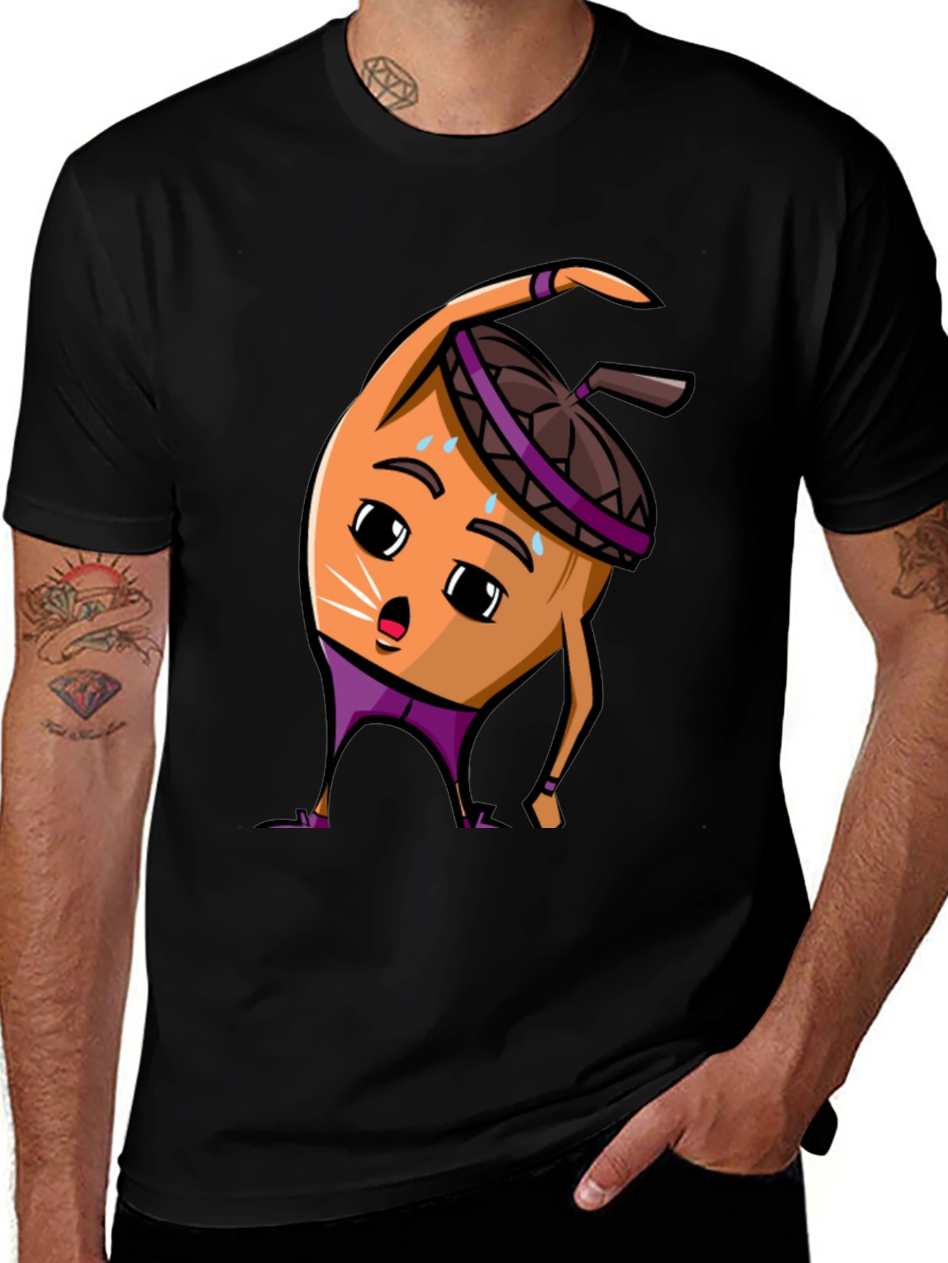 Variant 11 of Funny Acorn Workout T-Shirt - Black