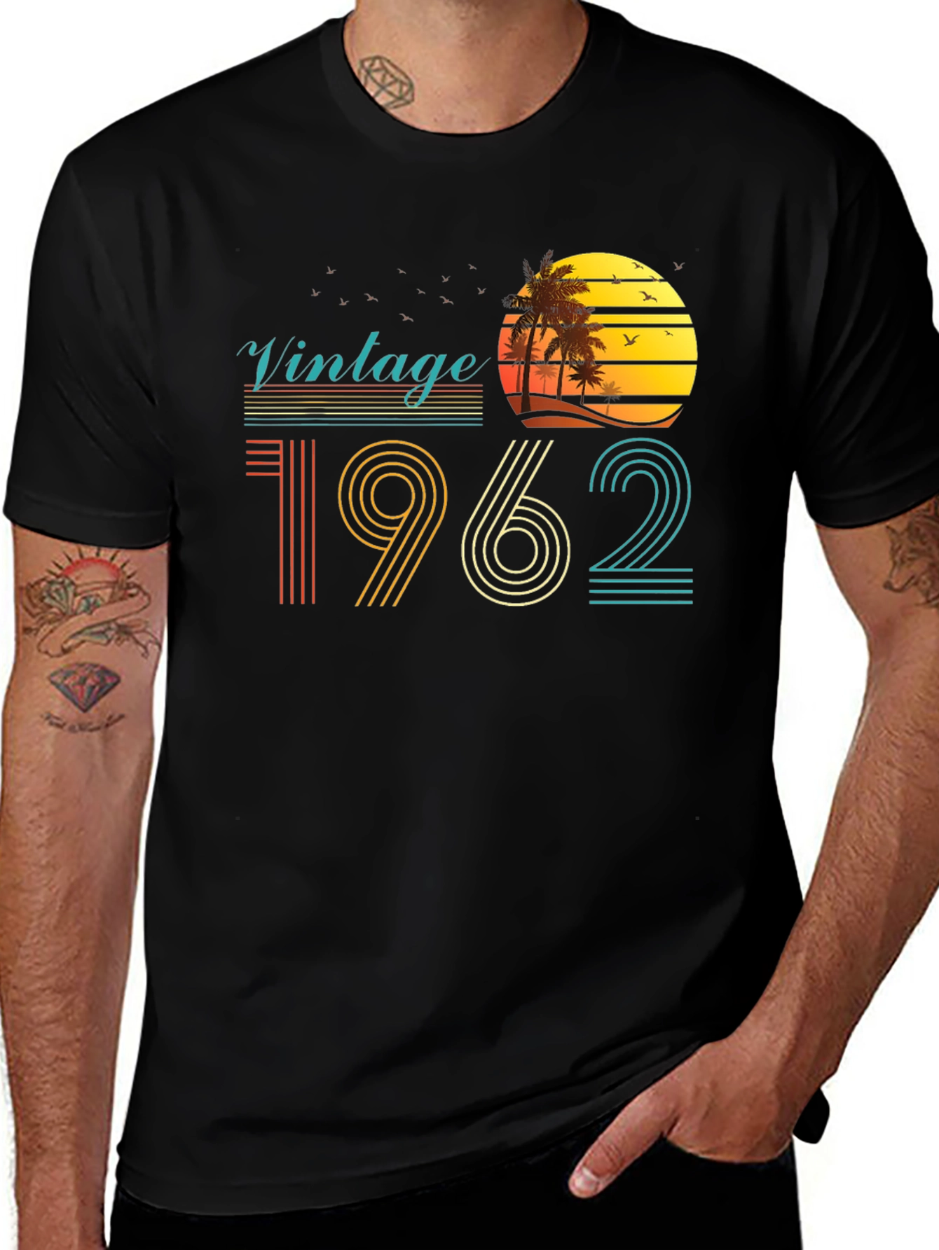 Variant 10 of Vintage 1962 Retro Sunset Palm Tree T-Shirt