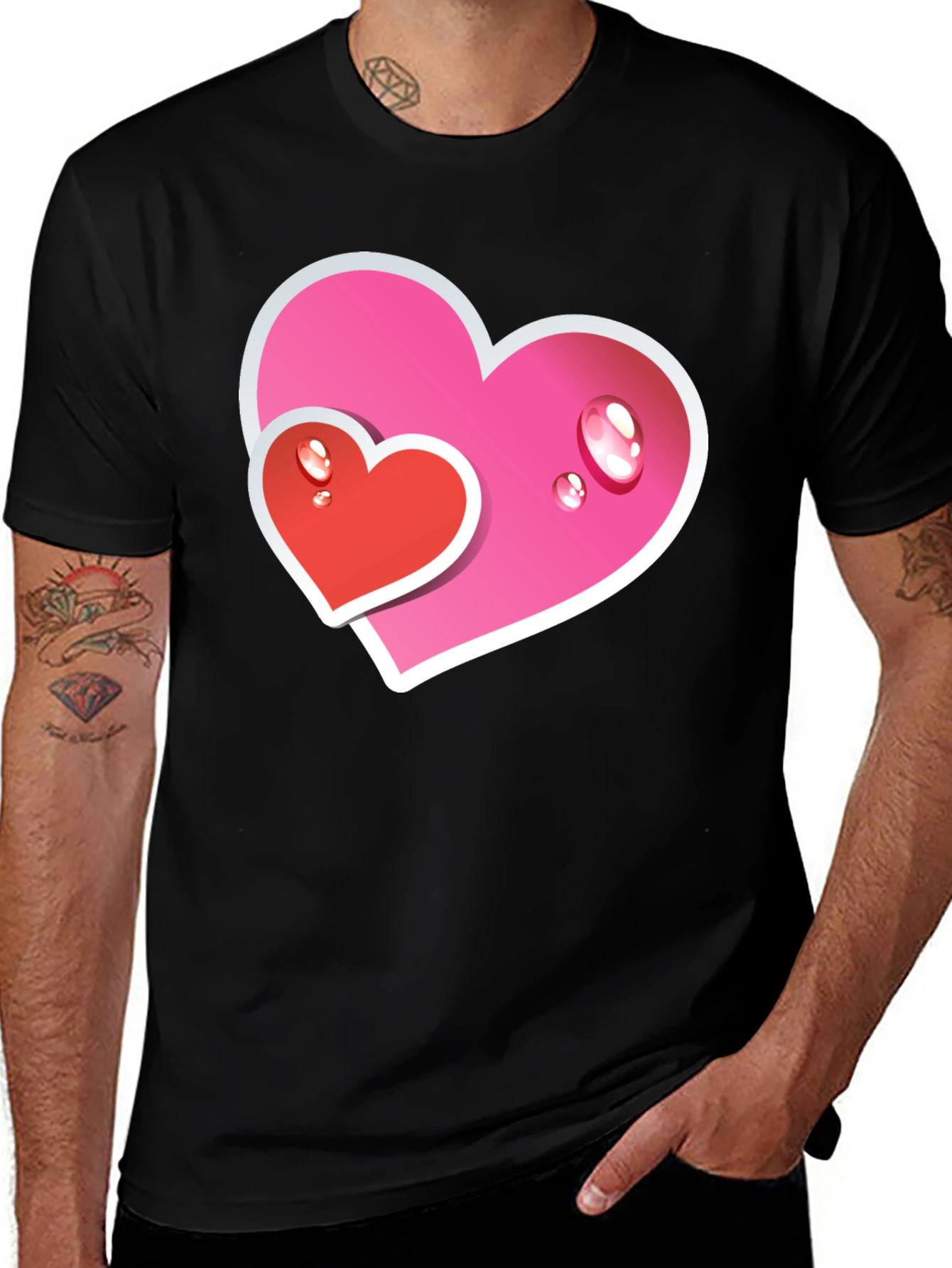 Variant 25 of Heart Graphic Tee - Black Casual T-Shirt