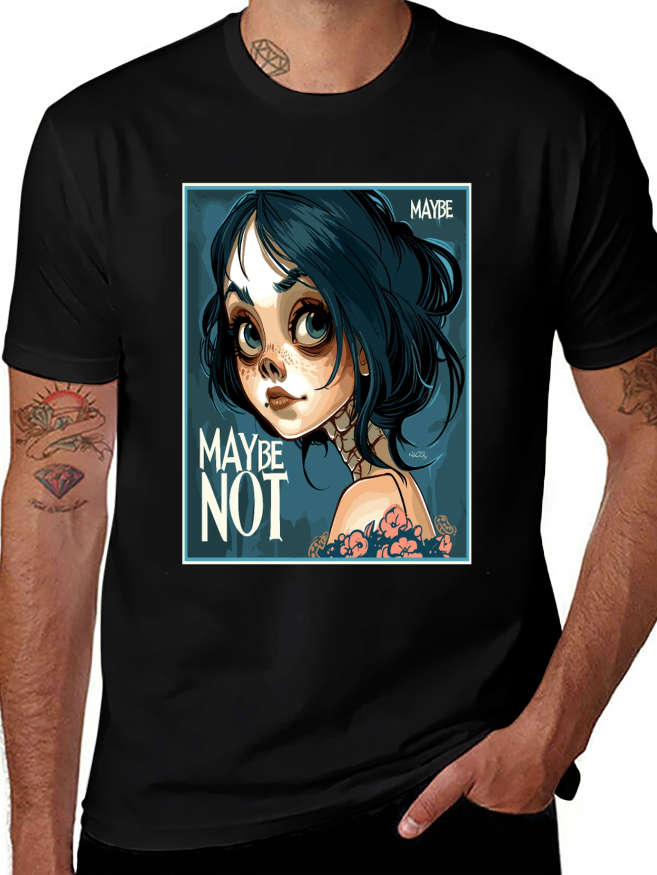 Variant 23 of Maybe Not Graphic Print Black T-Shirt