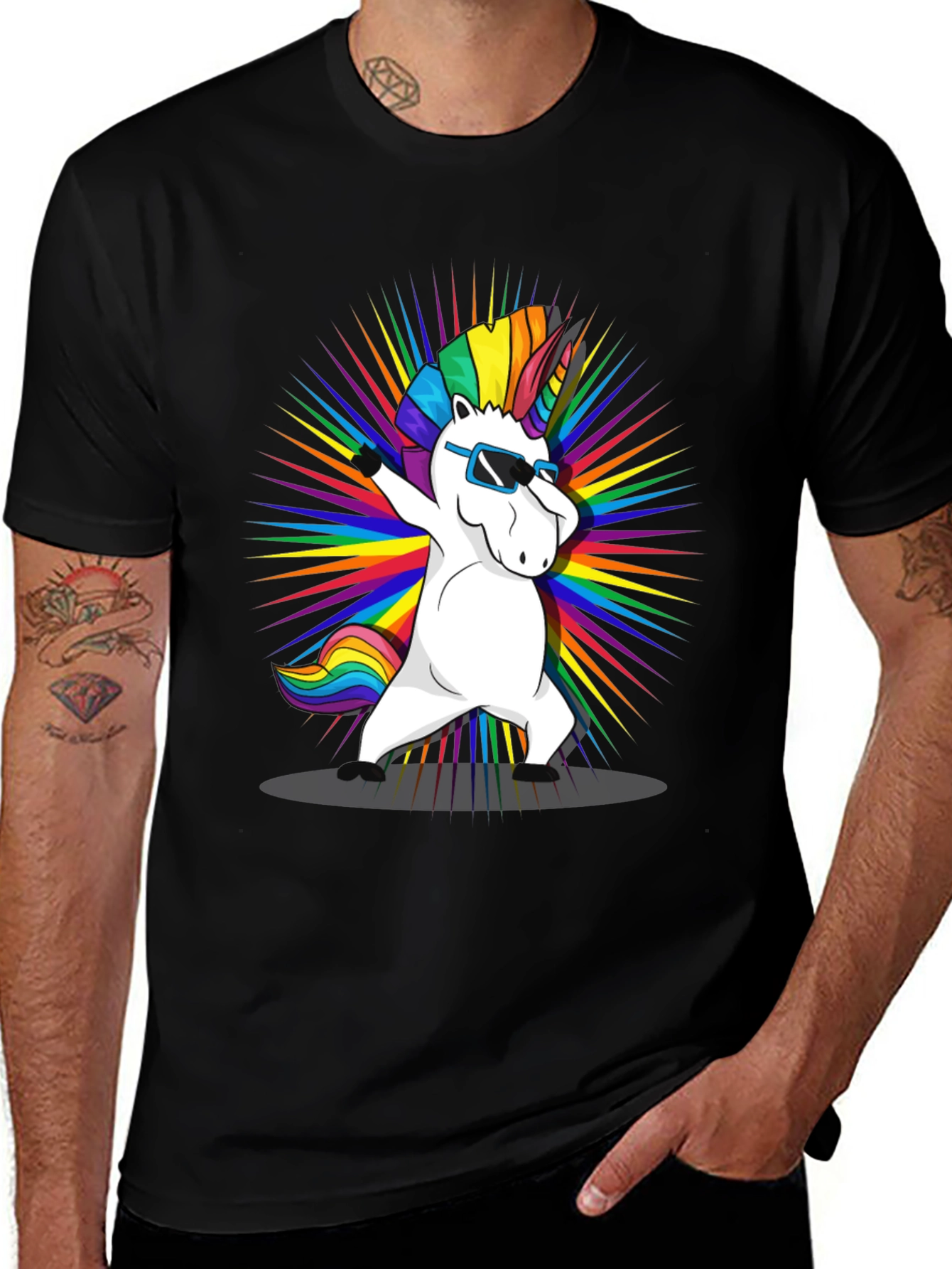 Variant 30 of Dabbing Unicorn Rainbow Graphic T-Shirt