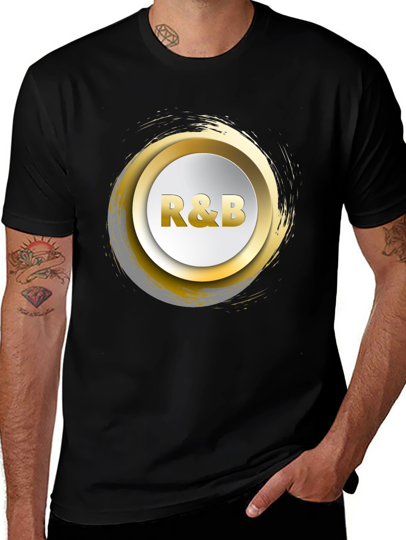 R&B Graphic Tee - Gold Accent Black T-Shirt