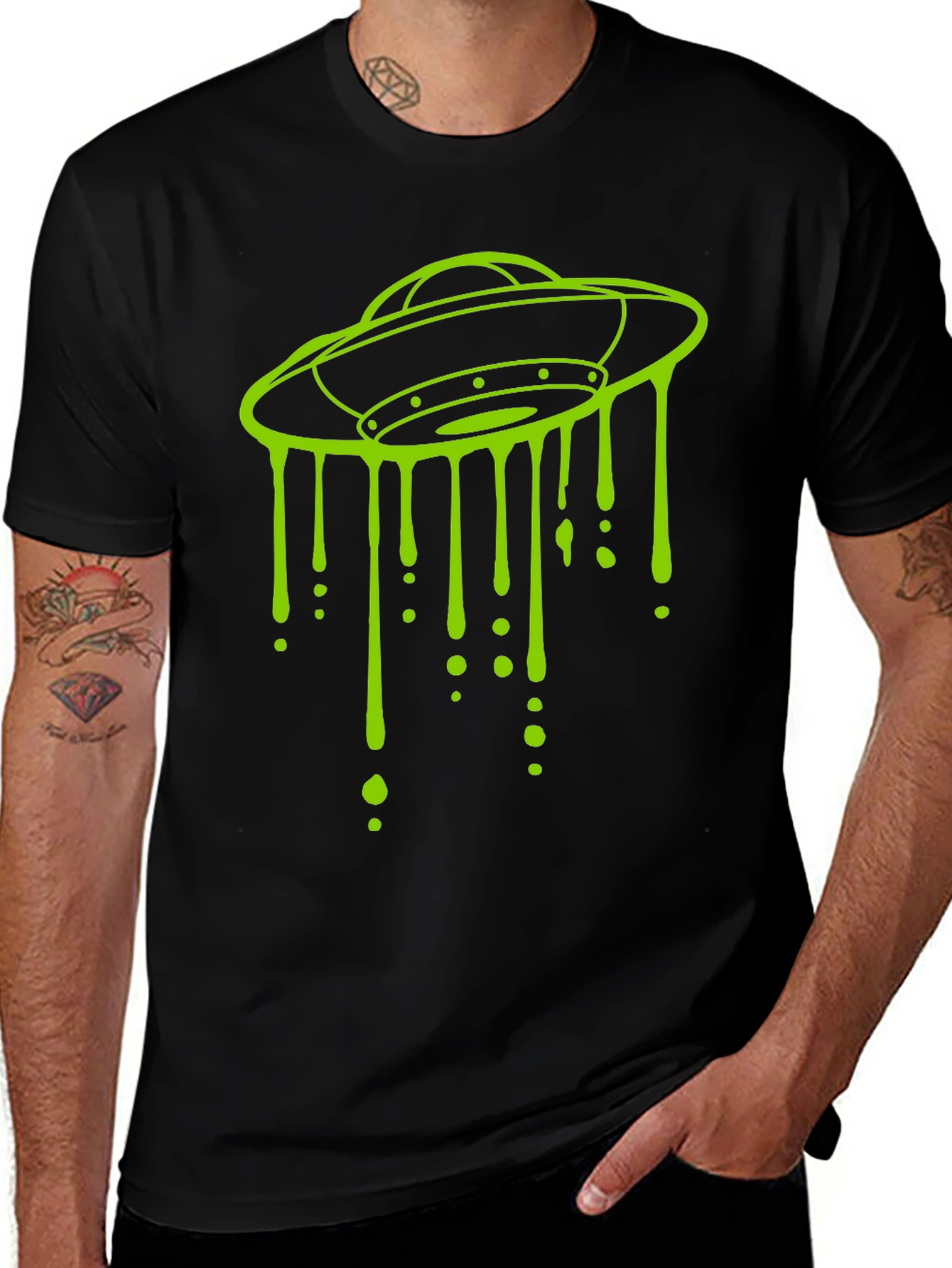 Variant 25 of UFO Drip Graphic Tee - Men's Black T-Shirt