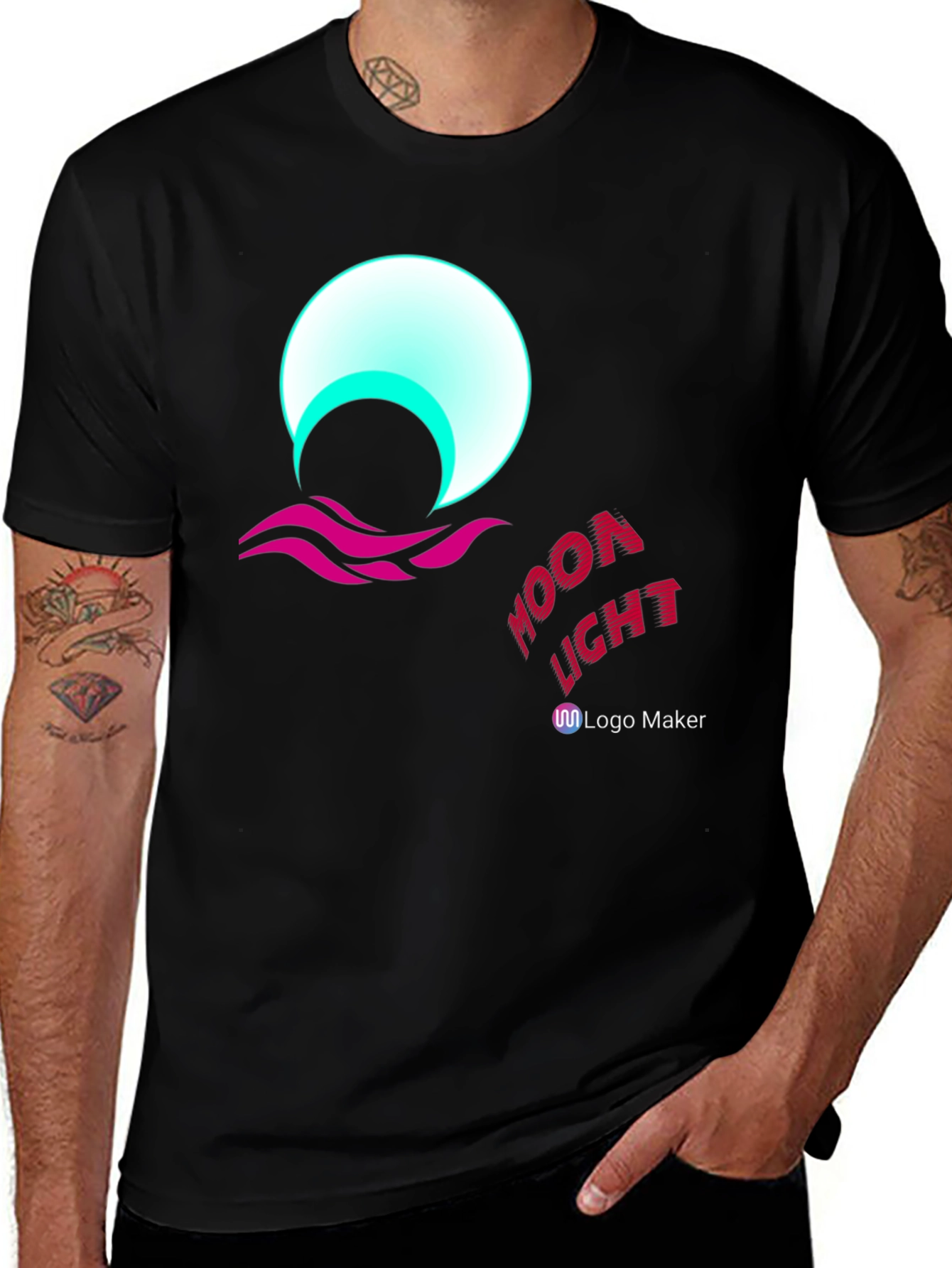 Variant 30 of Moonlight Graphic Black T-Shirt