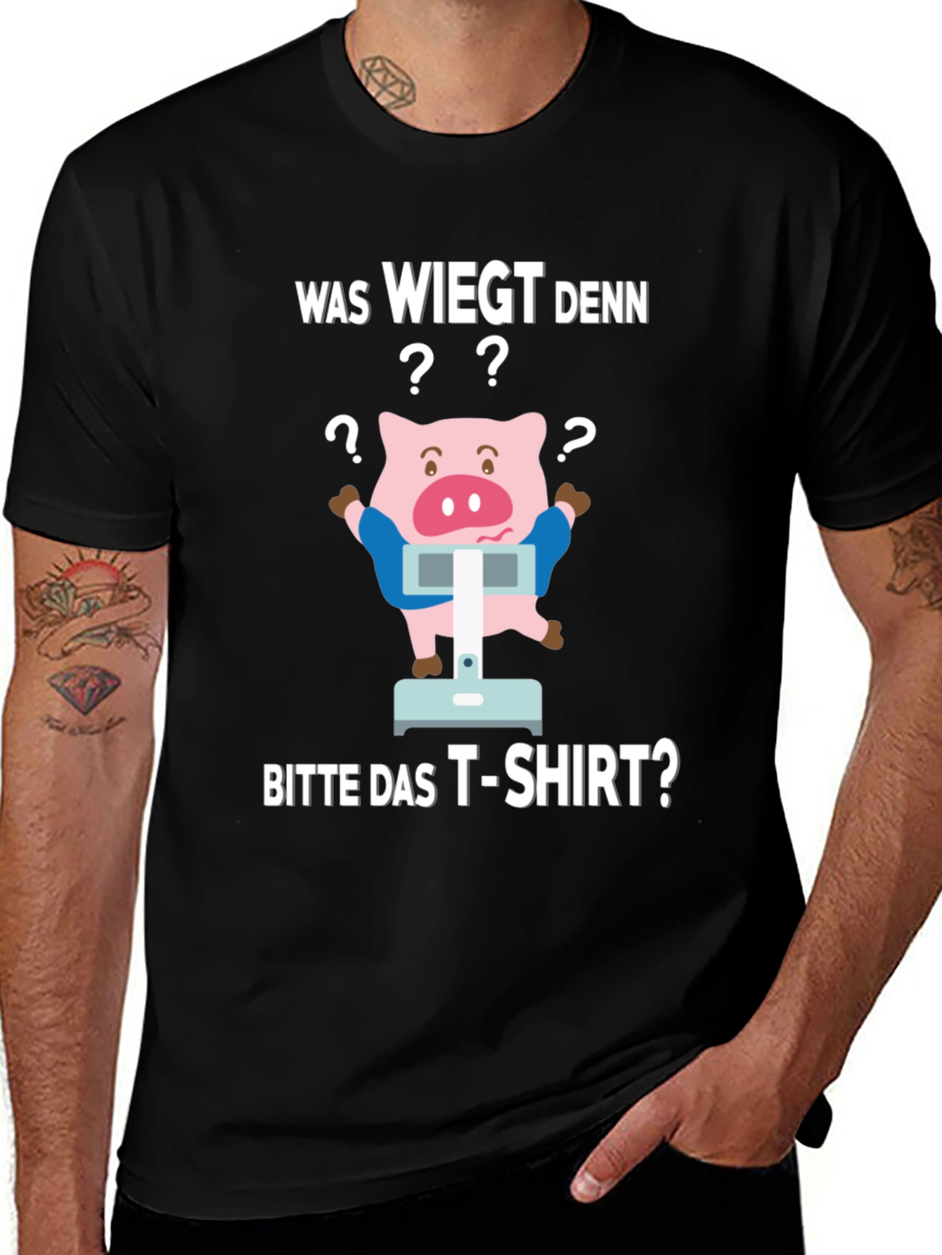 Variant 19 of Humorous Pig T-Shirt - What Does the T-Shirt Weigh?