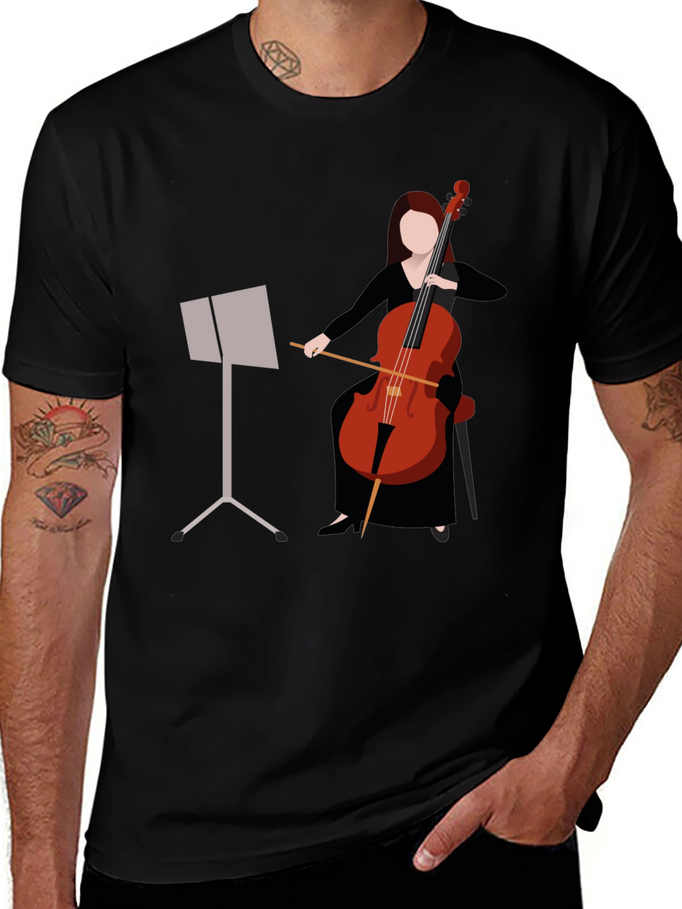 Variant 2 of Cello Player Graphic T-Shirt - Music Lover's Tee