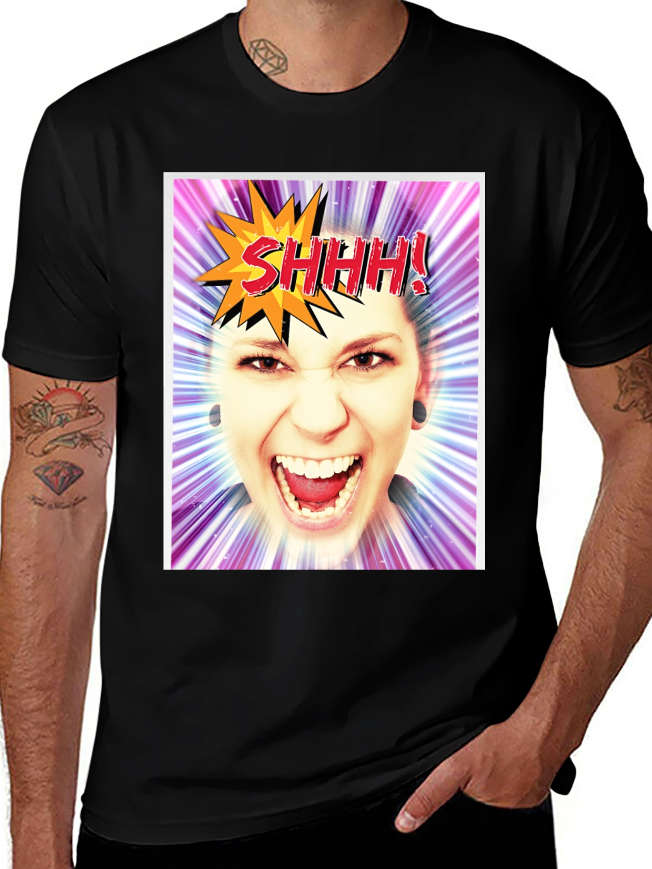 Variant 14 of SHHH! Funny Graphic Tee - Unisex Black T-Shirt